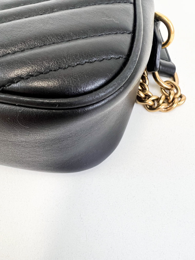 Gucci Black GG Small Marmont Shoulder Bag