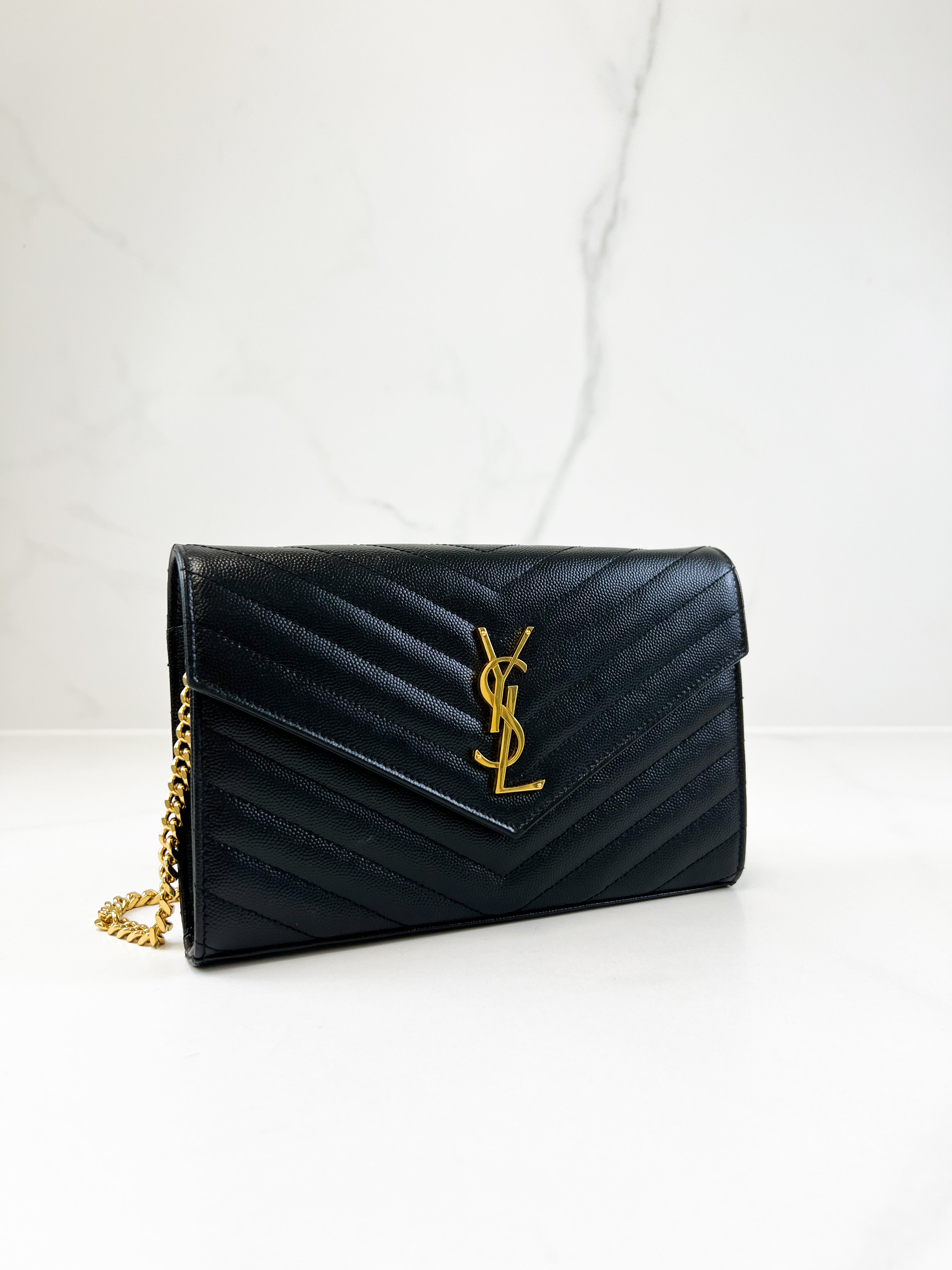 Saint Laurent Black Cassandre Chain WOC with GHW