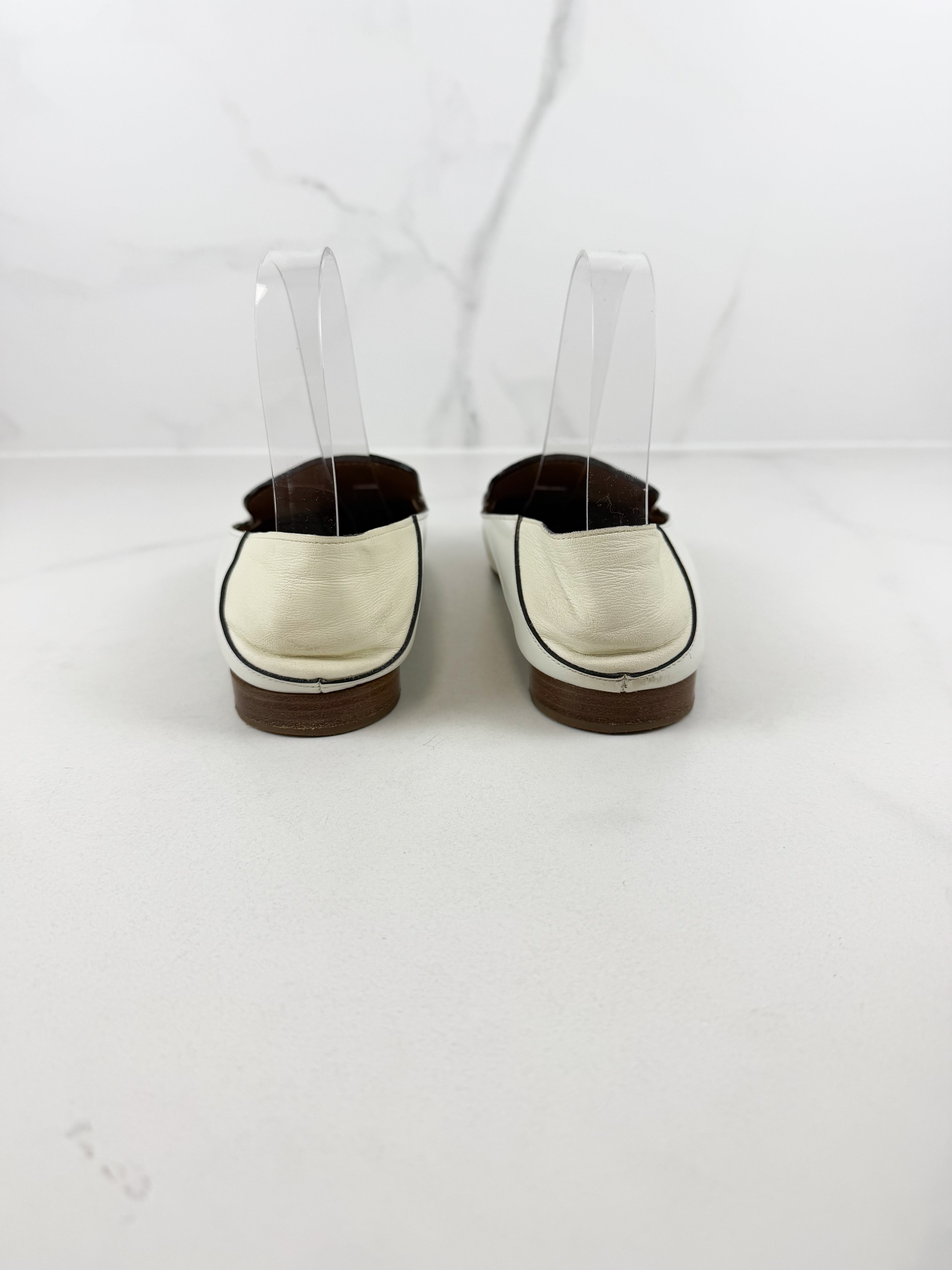 Chloe White Leather Loafers Size 38