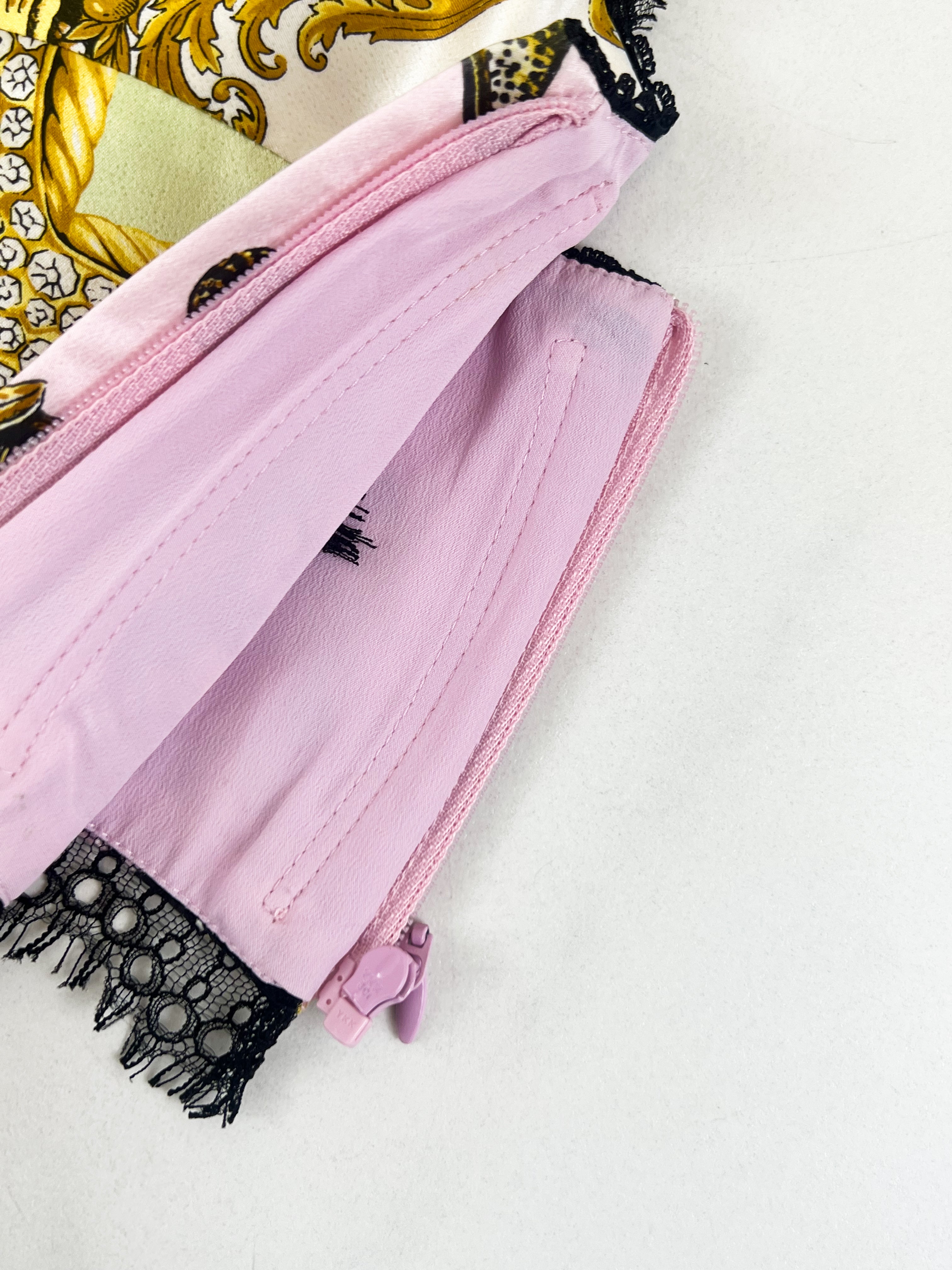 Versace Pleated Printed Silk Twill Mini Skirt & Bustier Set