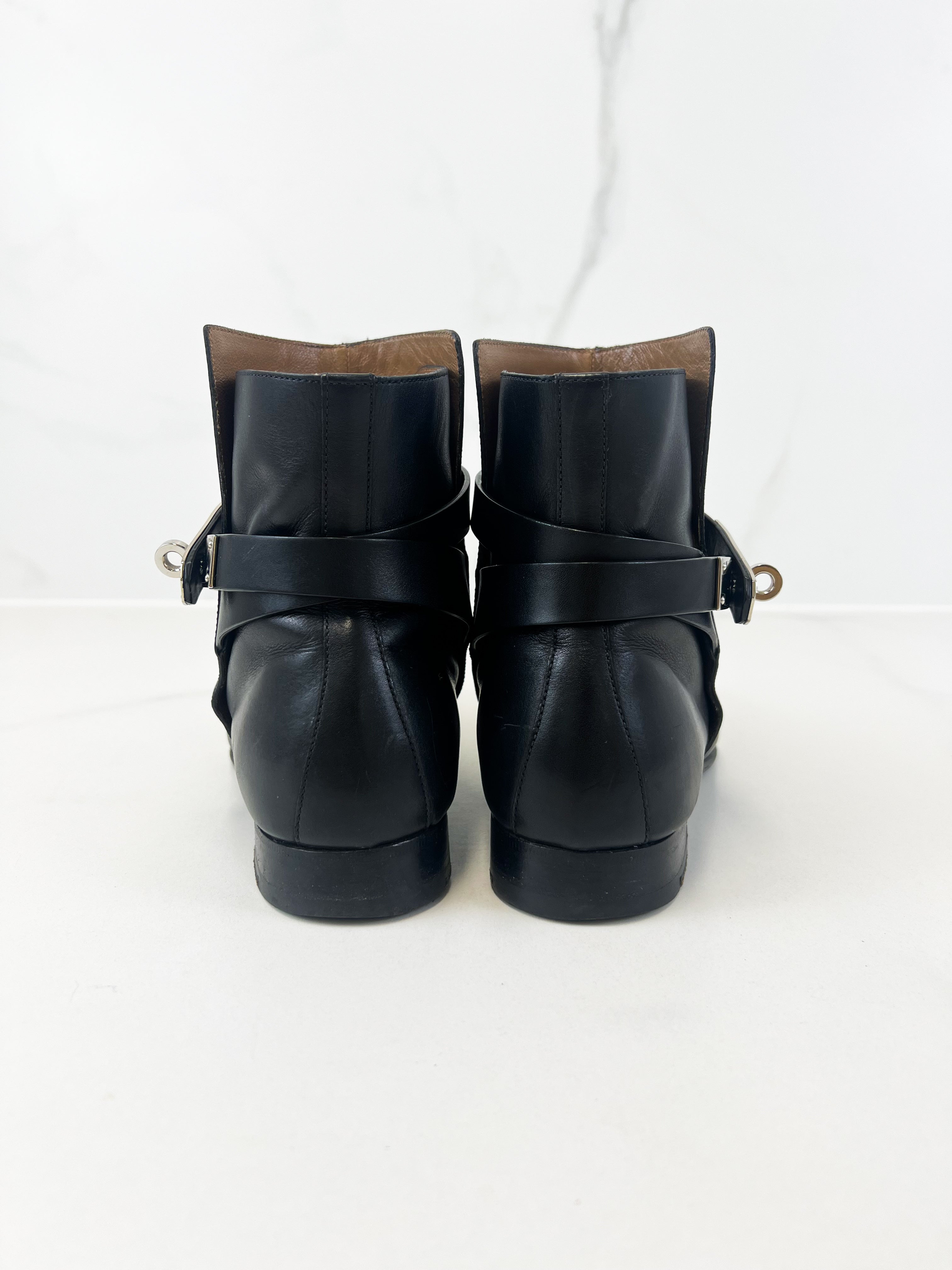 Hermes Bottines Femme Boot in Noir Size 38