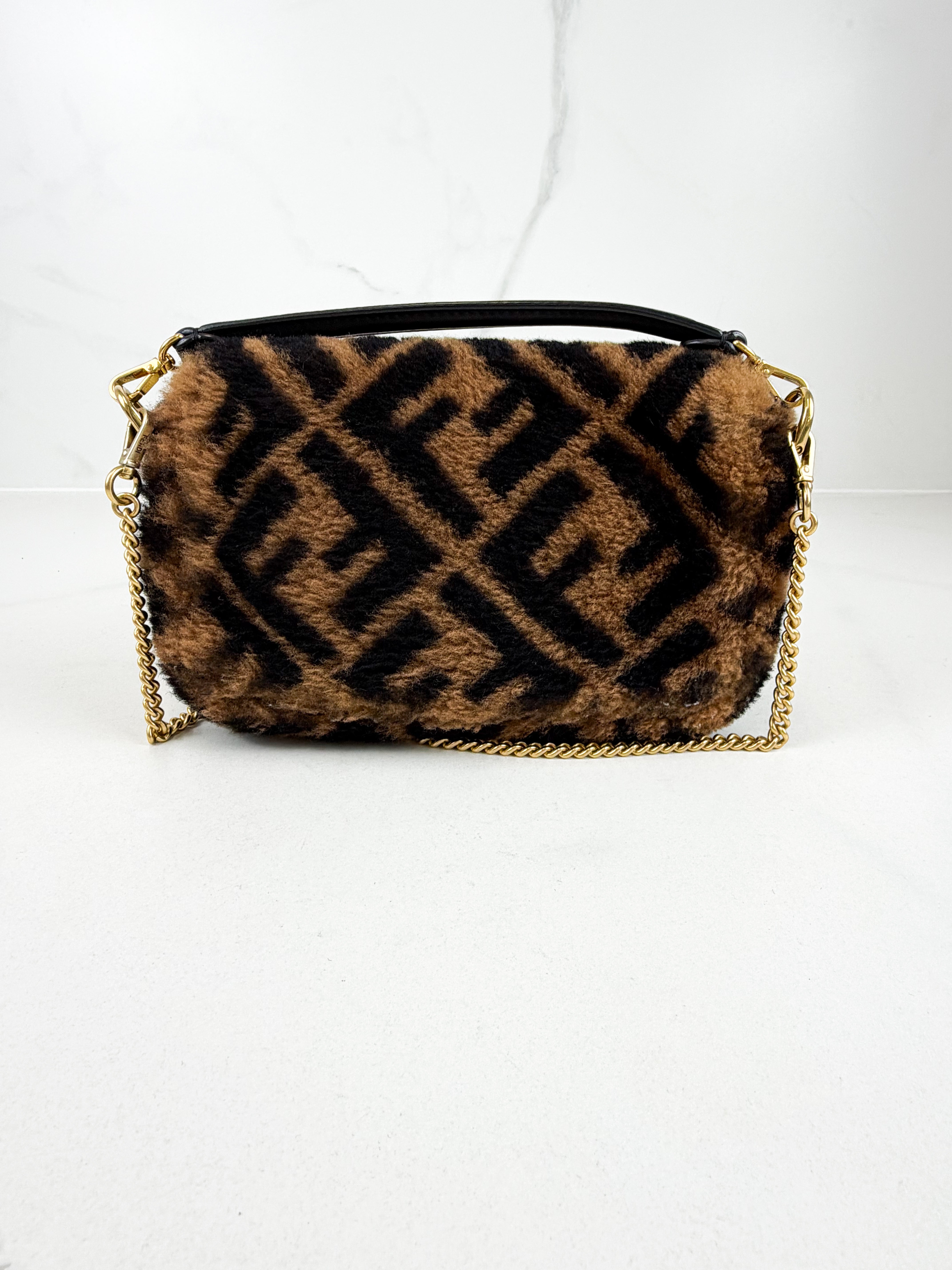 Fendi FF Baguette Shearling Mini Bag