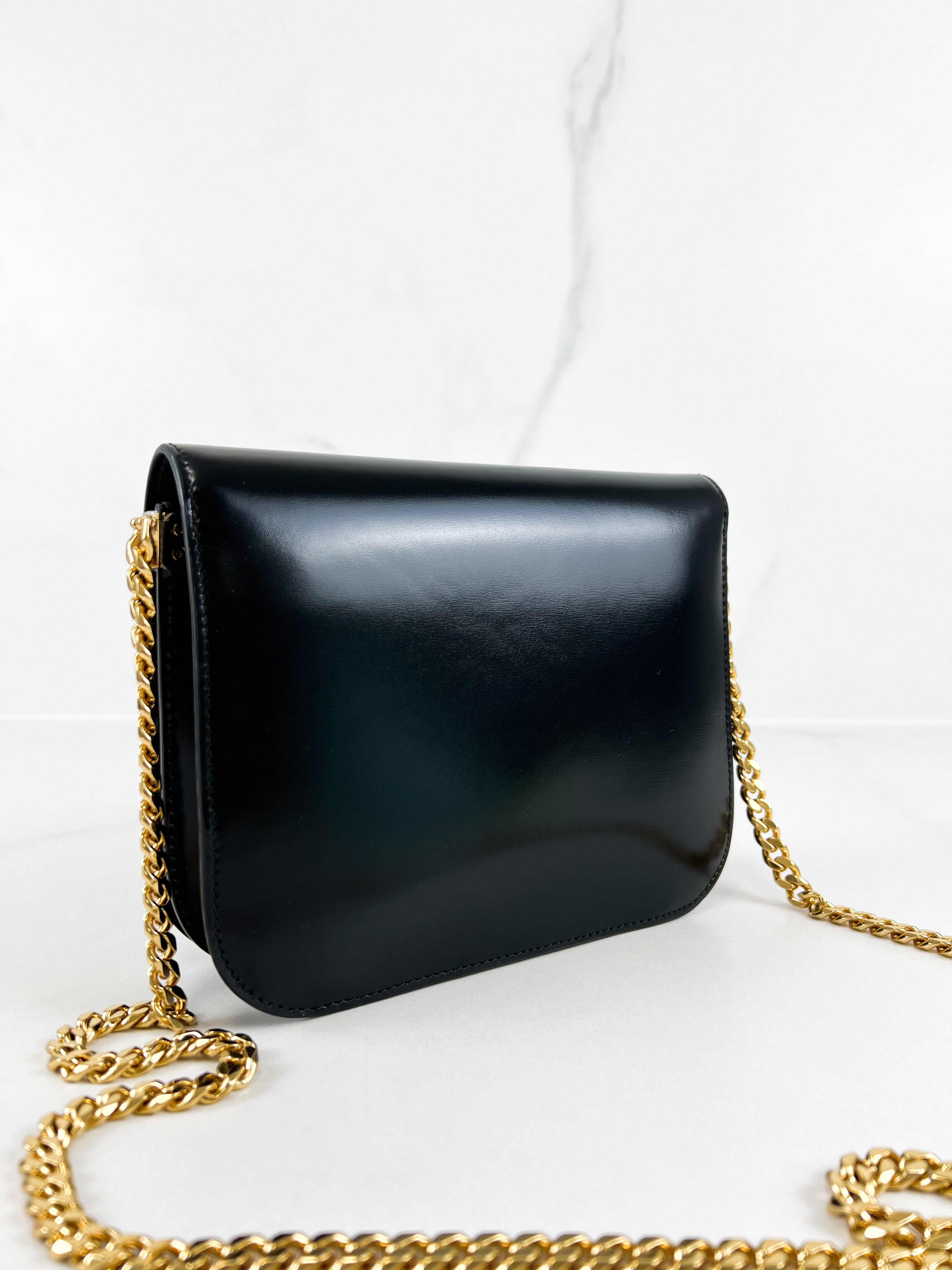 Celine Chain Claude Bag in Black Calfskin
