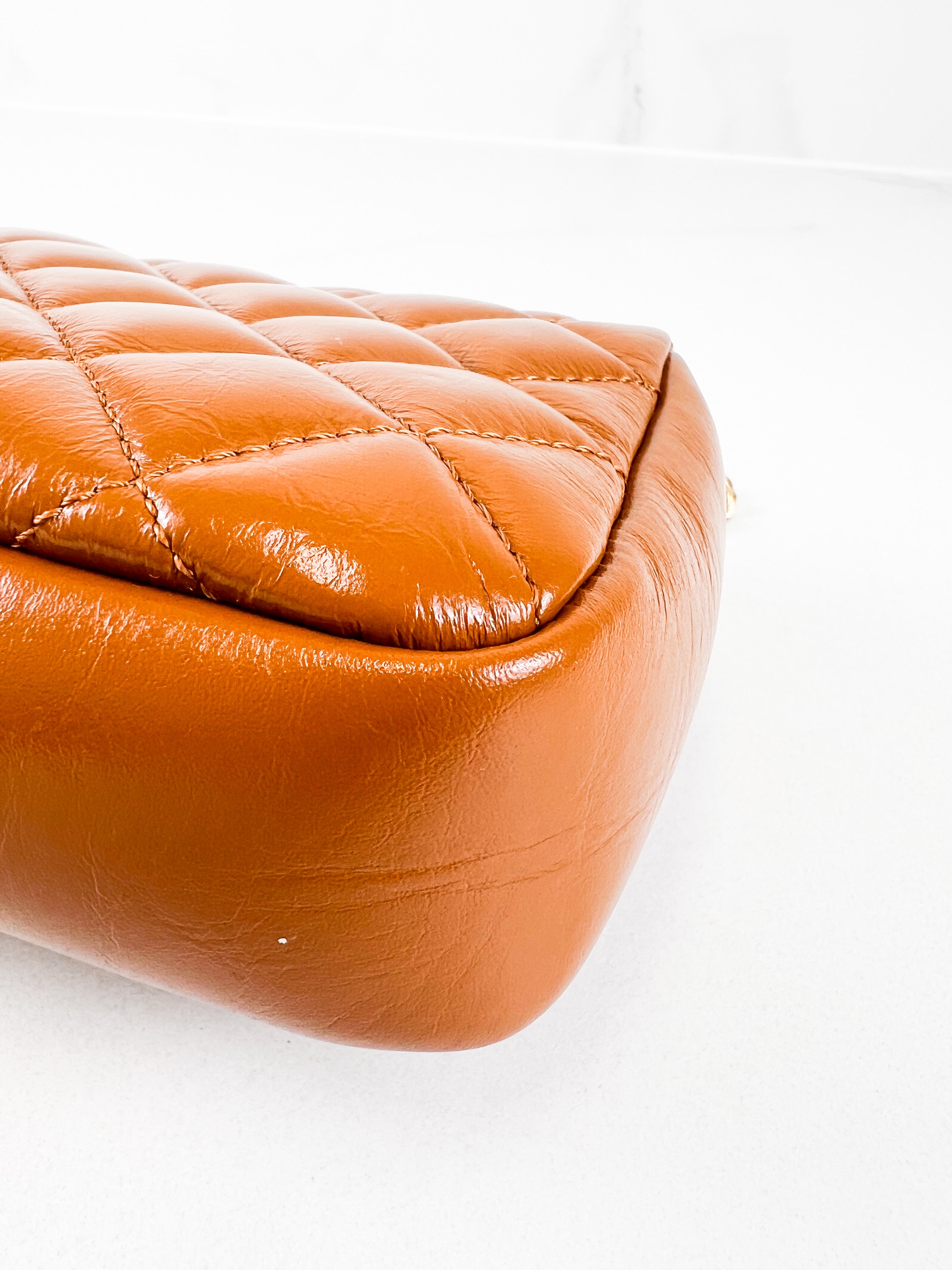 Versace Tan Brown Quilted Leather Shoulder Bag