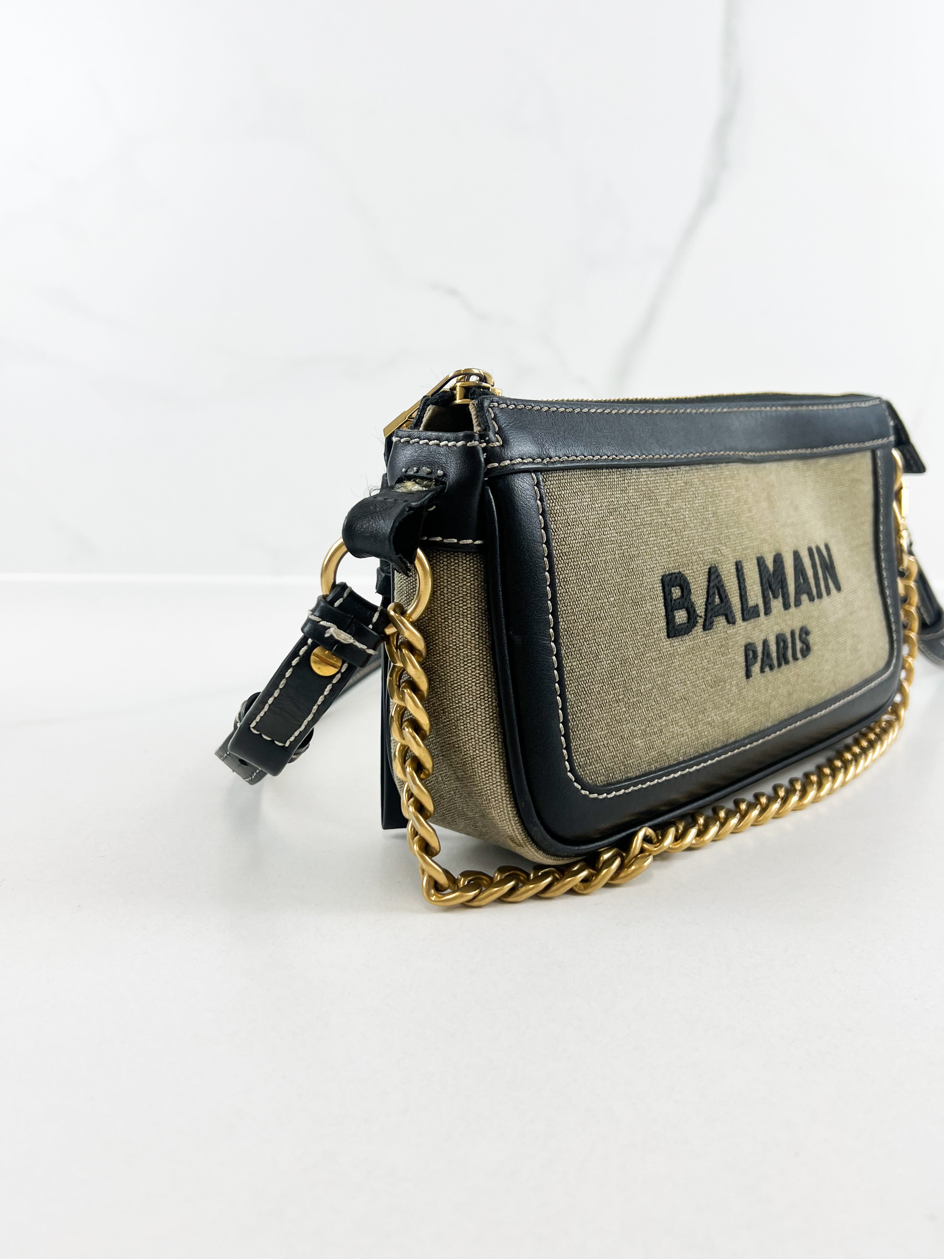 Balmain B-Army Canvas Pochette Crossbody/Shoulder Bag