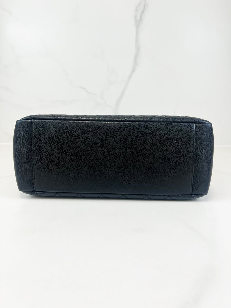 Chanel Black Caviar CC Logo Embossed GST Tote
