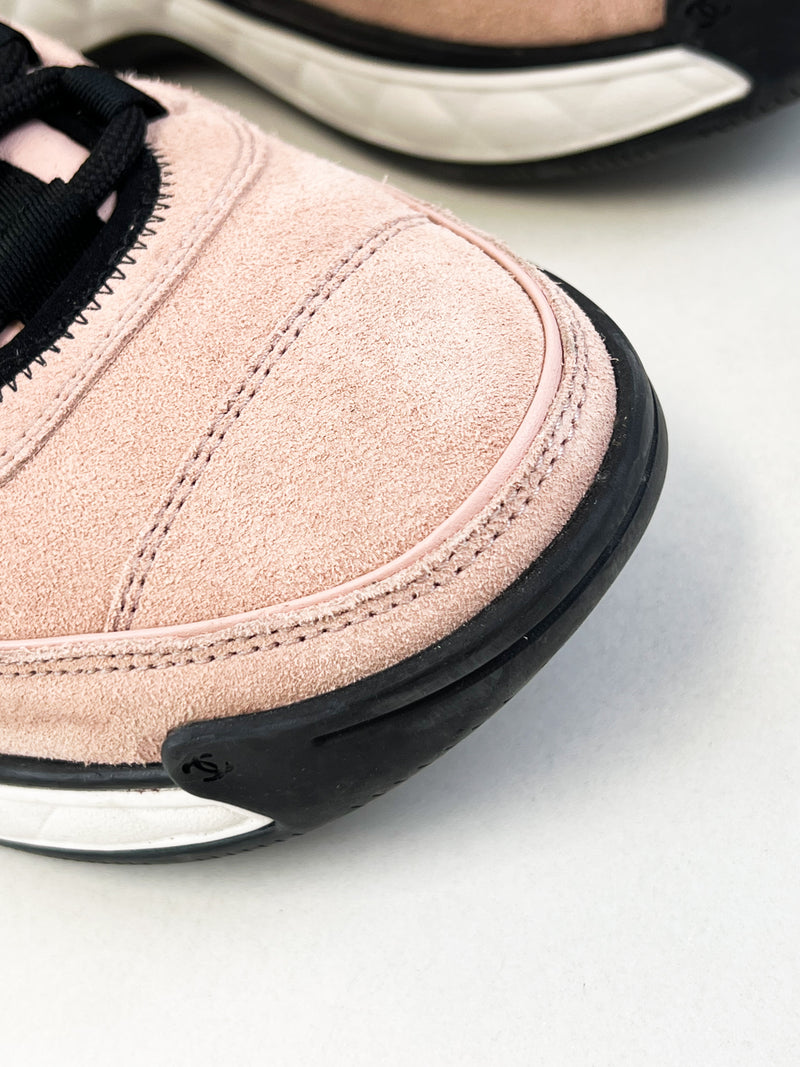 Chanel CC Pink & Black Sneaker Size 38.5