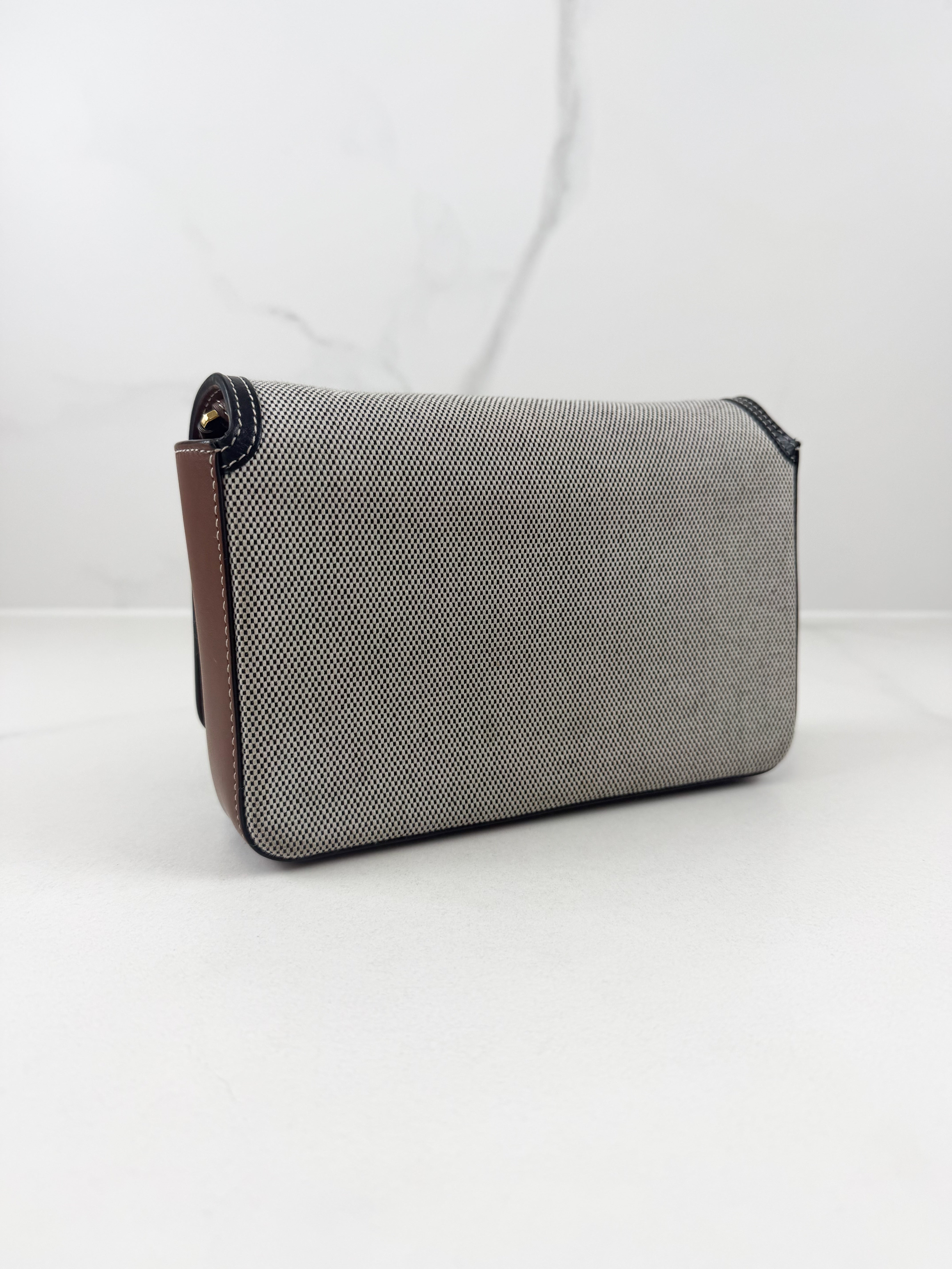 Burberry Leather-trimmed Printed Shoulder Bag with GHW