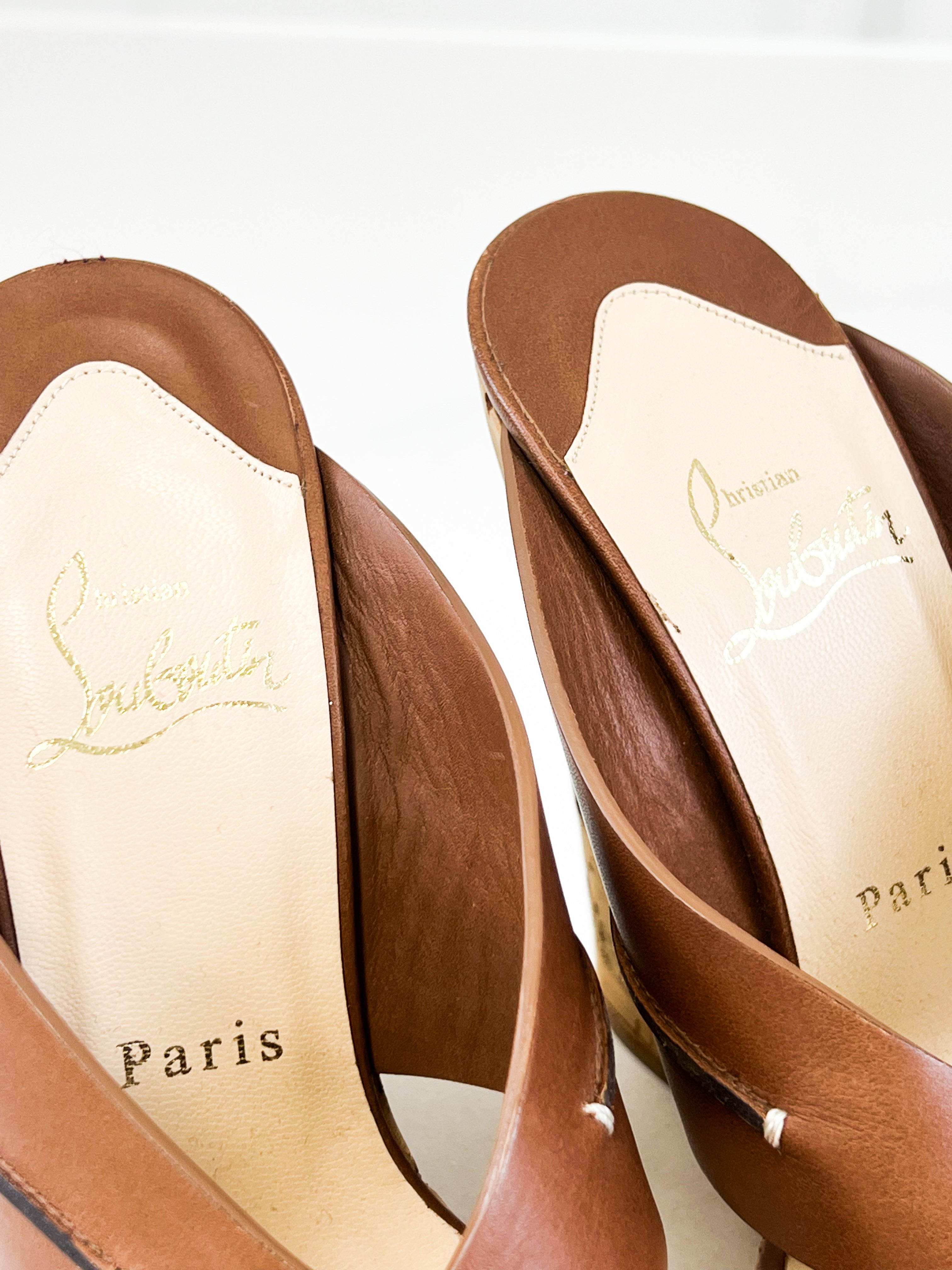 Christian Louboutin Brown Marty Wedge Sandal Size 37