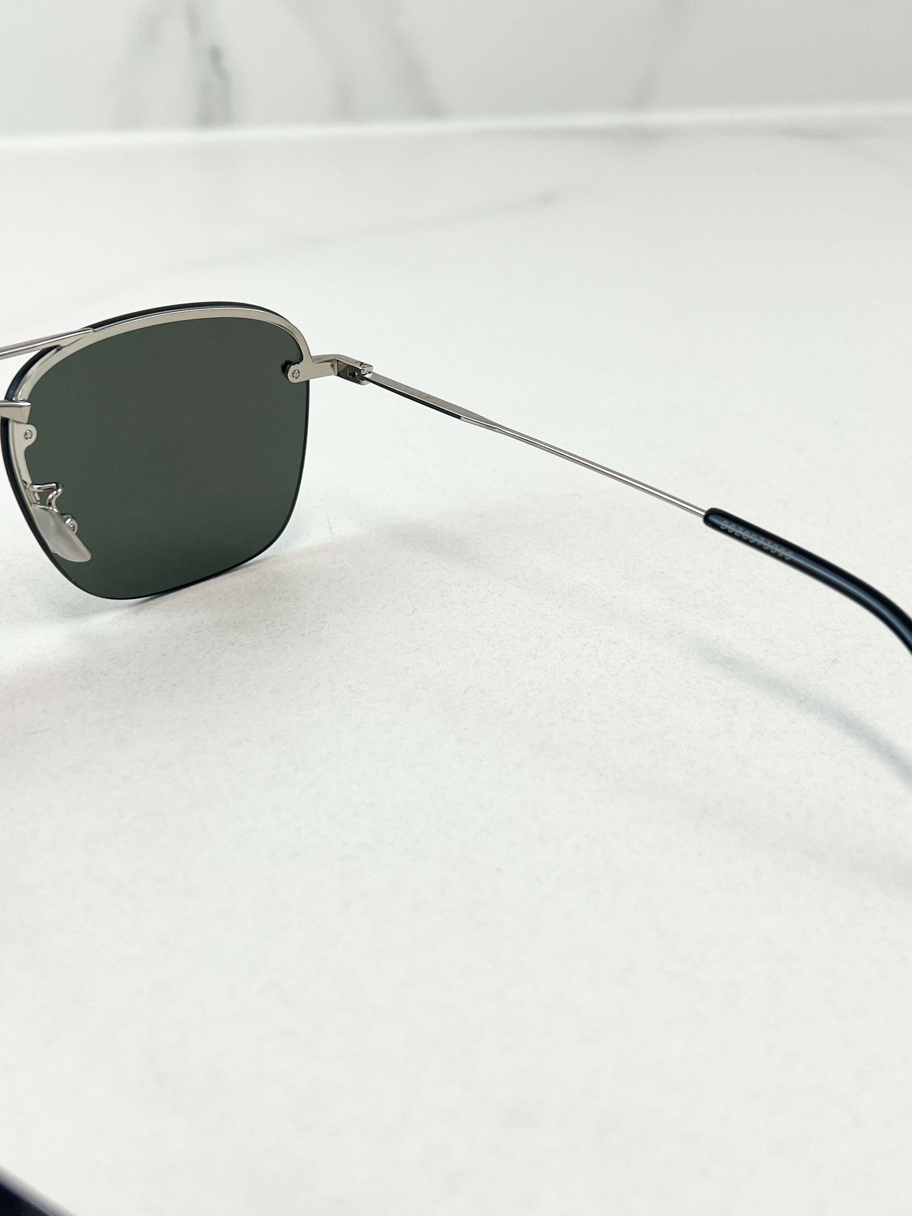 Saint Laurent Black Aviator Logo Sunglasses with SHW