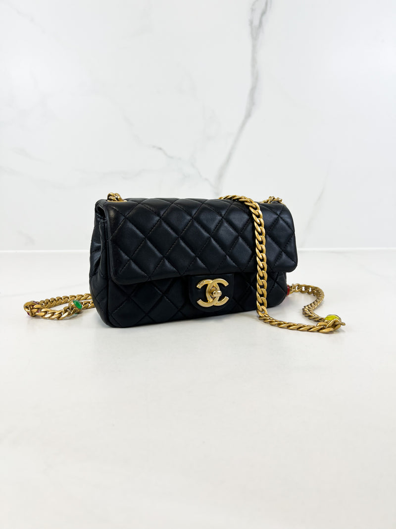 Chanel CC Mini Black Lambskin Rectanglular Flap