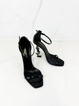 Saint Laurent Opyum Leather Black Sandal Size 39