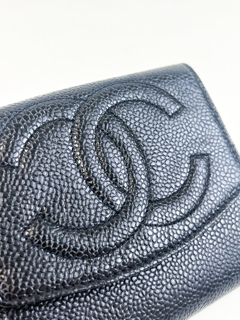 Chanel Black Decacoco Double Hook Bifold Wallet