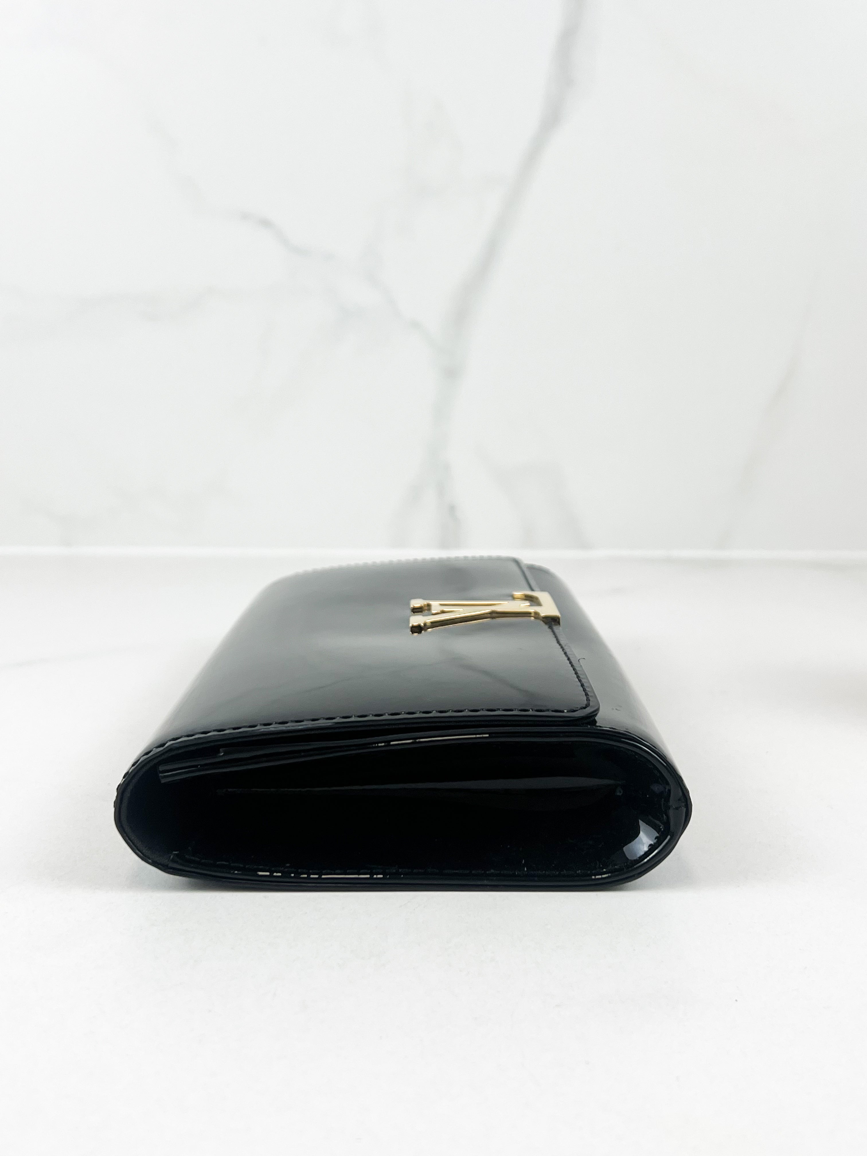 LV Patent Black St Louise Clutch