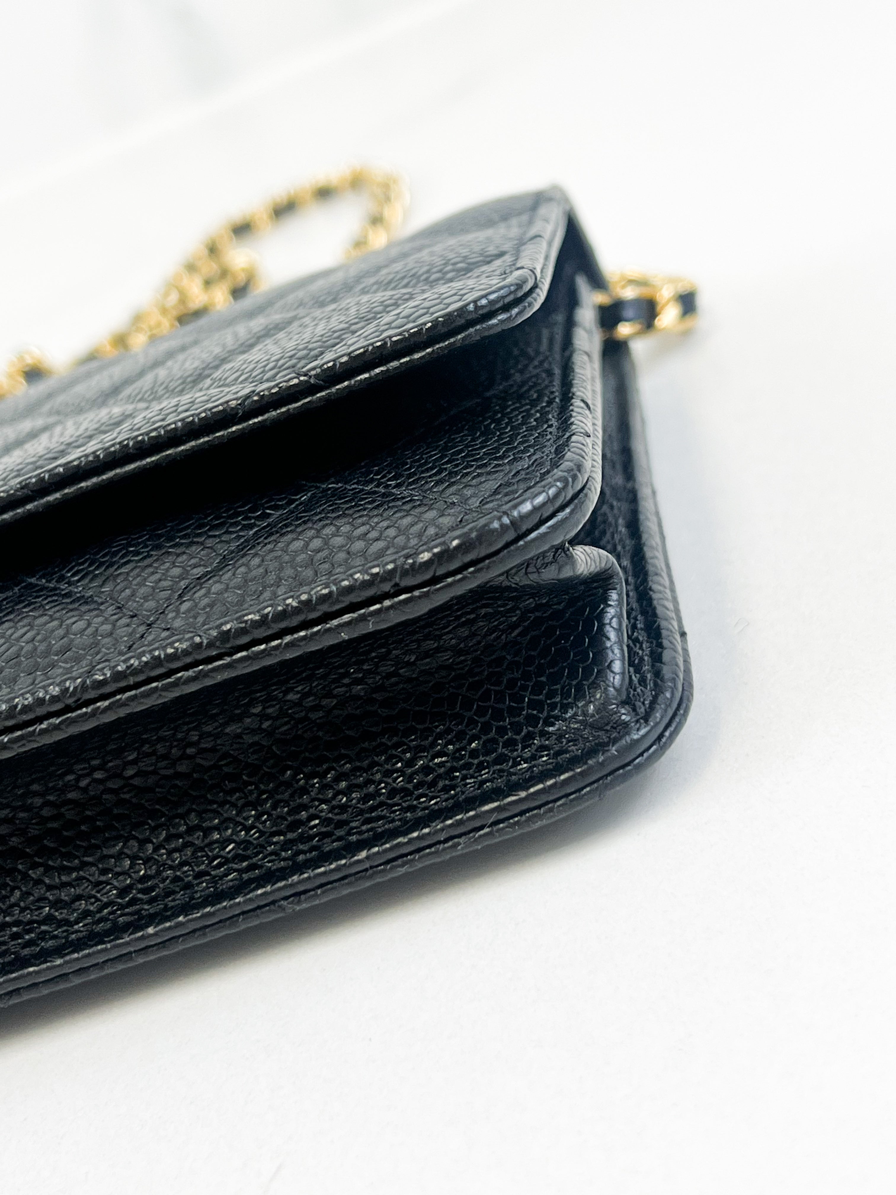 Chanel Black Classic Caviar CC WOC with GHW