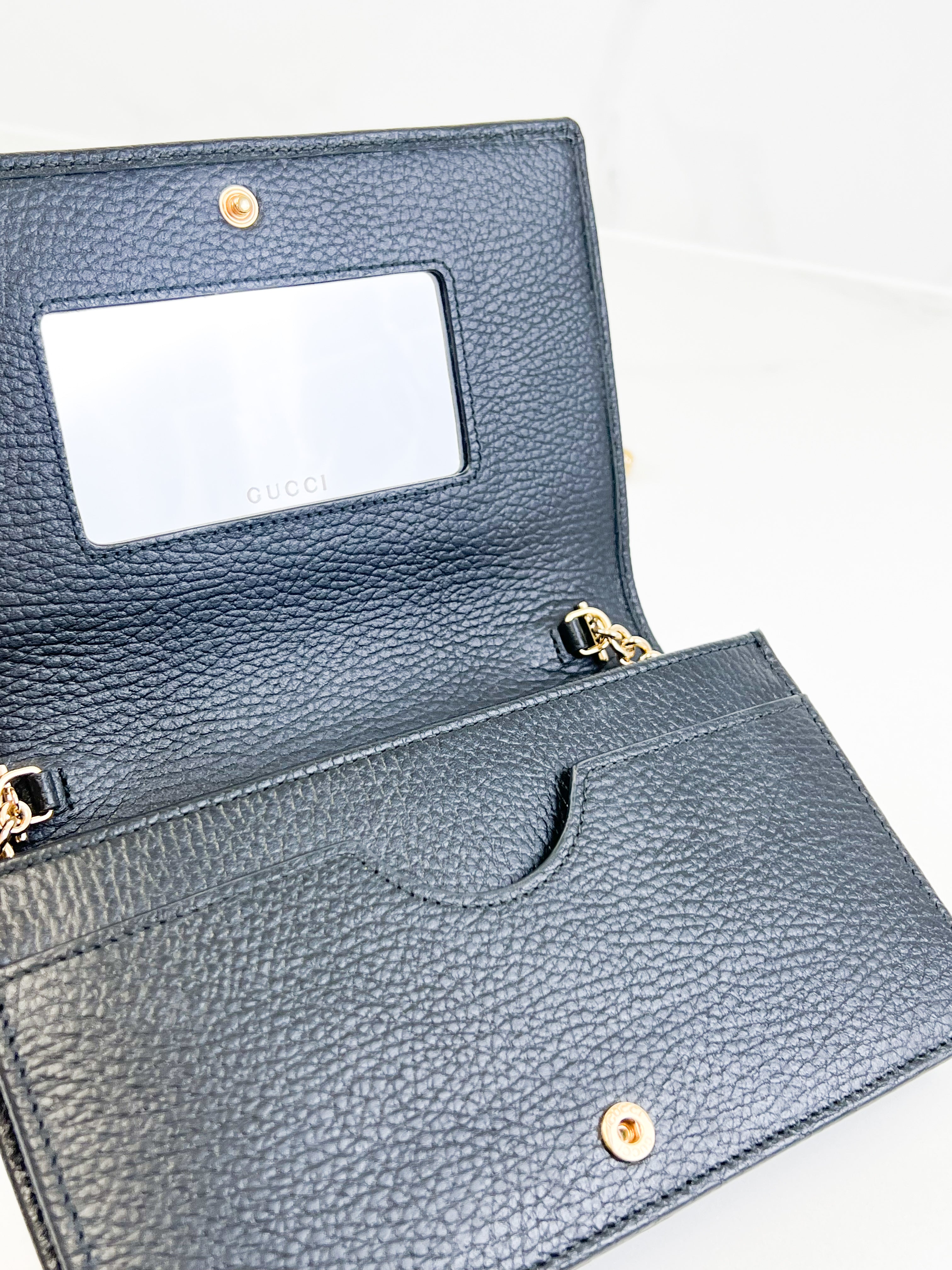 Gucci Marmont Black WOC with GHW