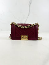 Chanel Small Burgundy Caviar Boy Bag