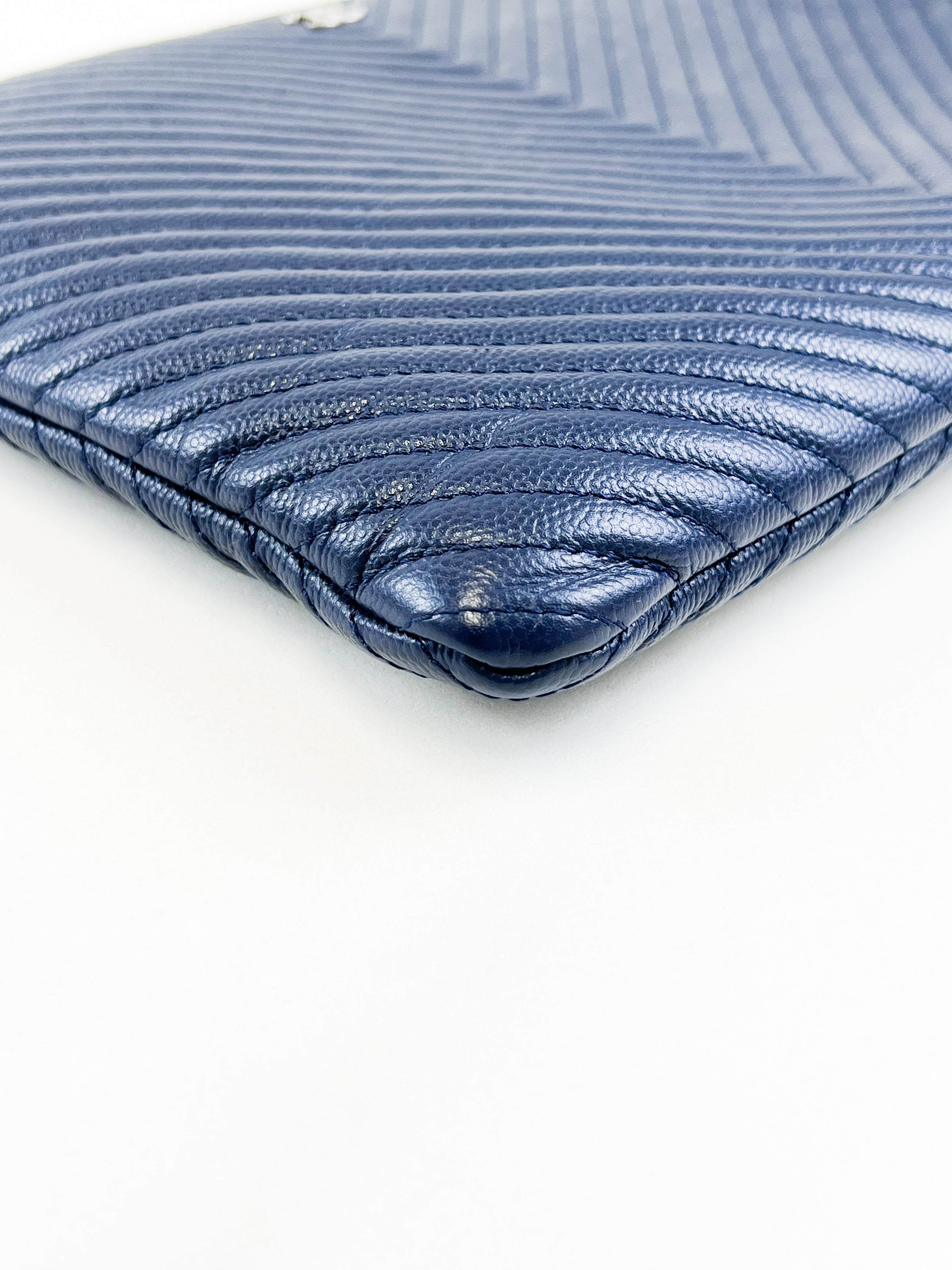 Chanel Large O Case Clutch in Navy Caviar