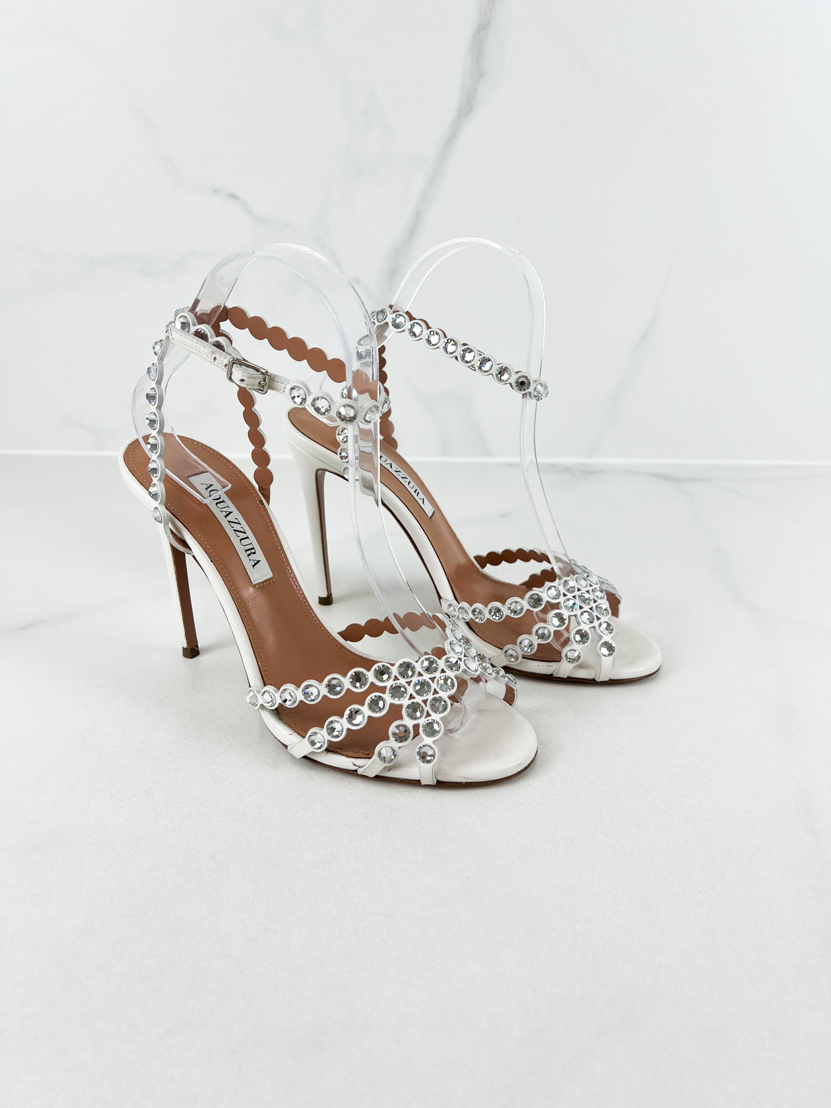 Aquazzura Tequilla 105 Embellished Slingback Pumps Size 38