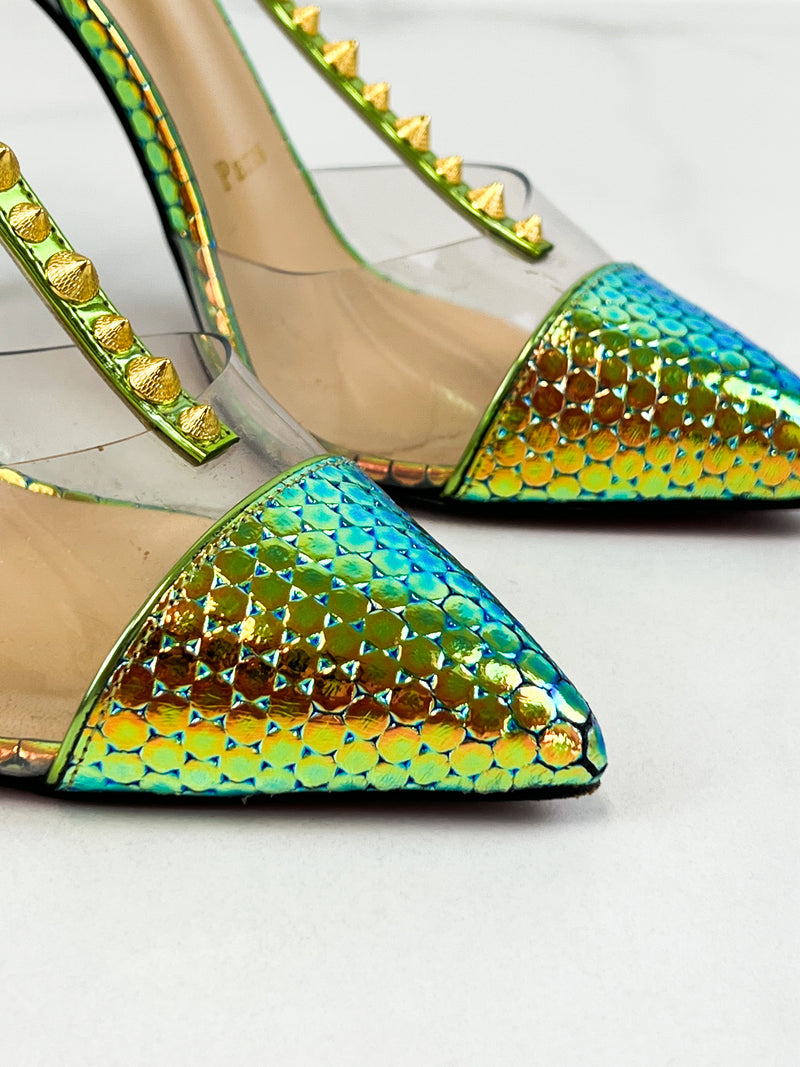 Christian Louboutin Multicolour Nosy Spikes 100 Pumps Size 37.5