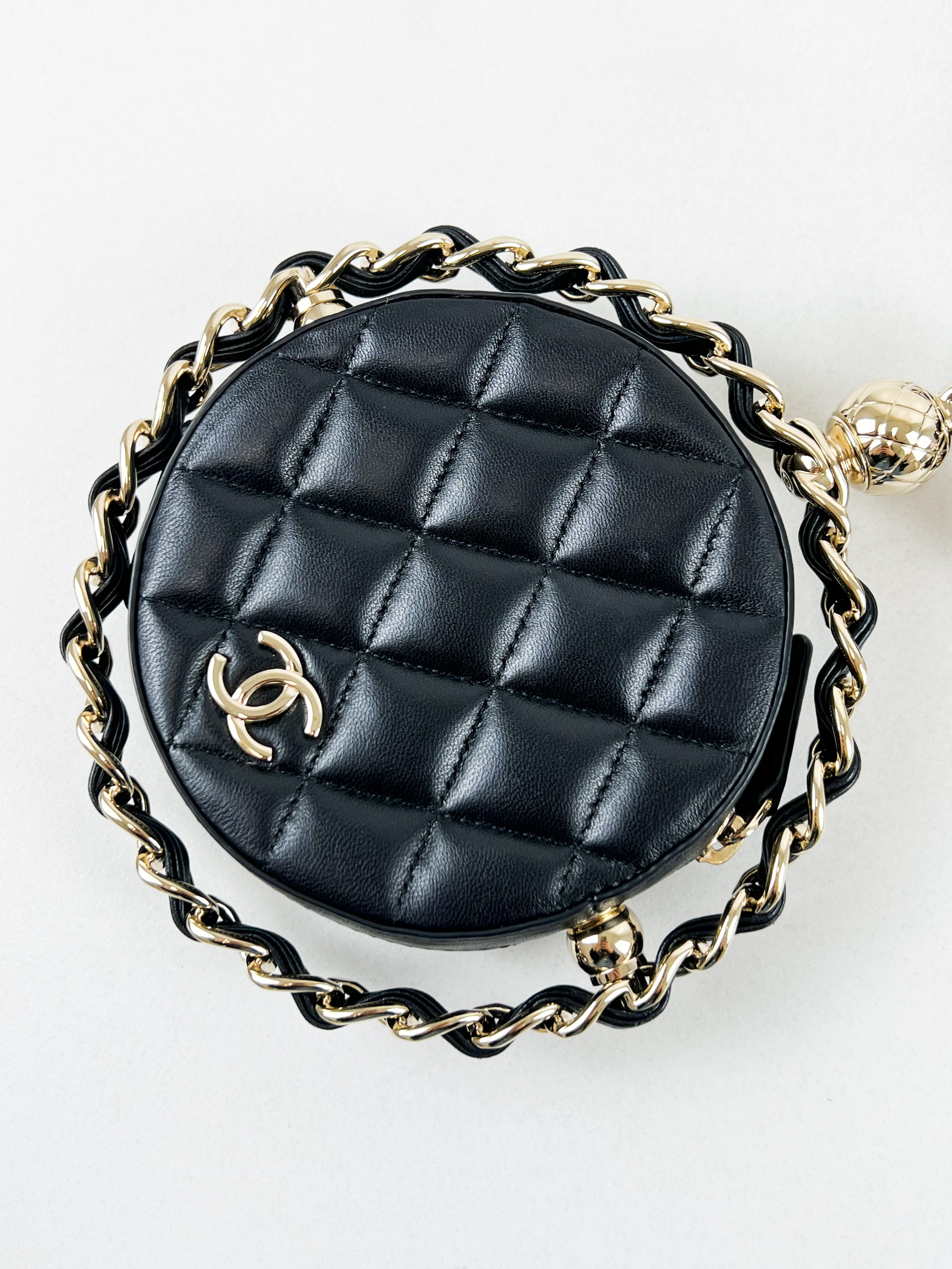 Chanel Lambskin Quilted Running Around Chain Mini Clutch
