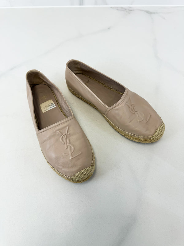 Saint Laurent Beige Monogram Espadrille Size 37