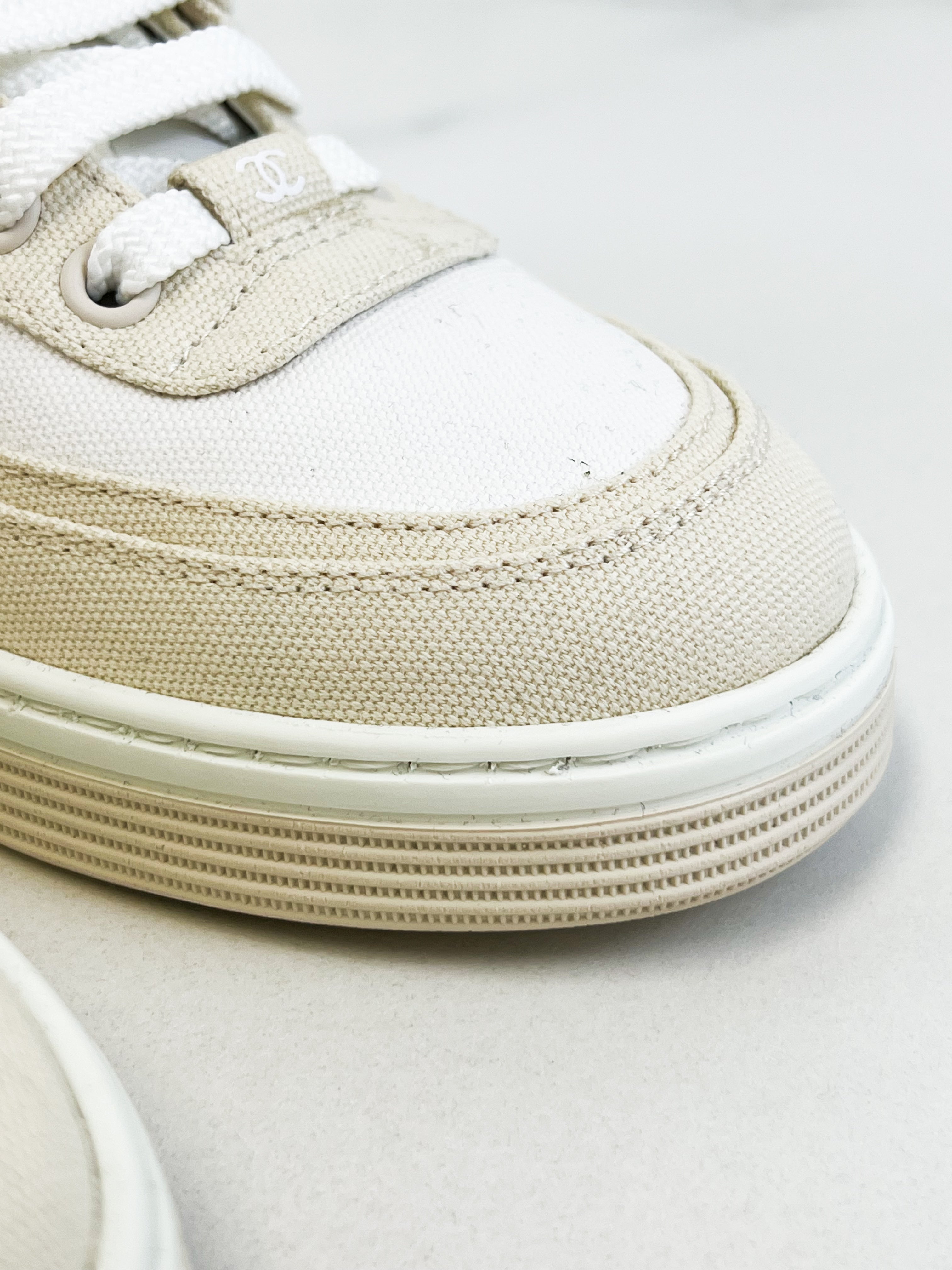 Chanel CC Cream Sneaker Size 37
