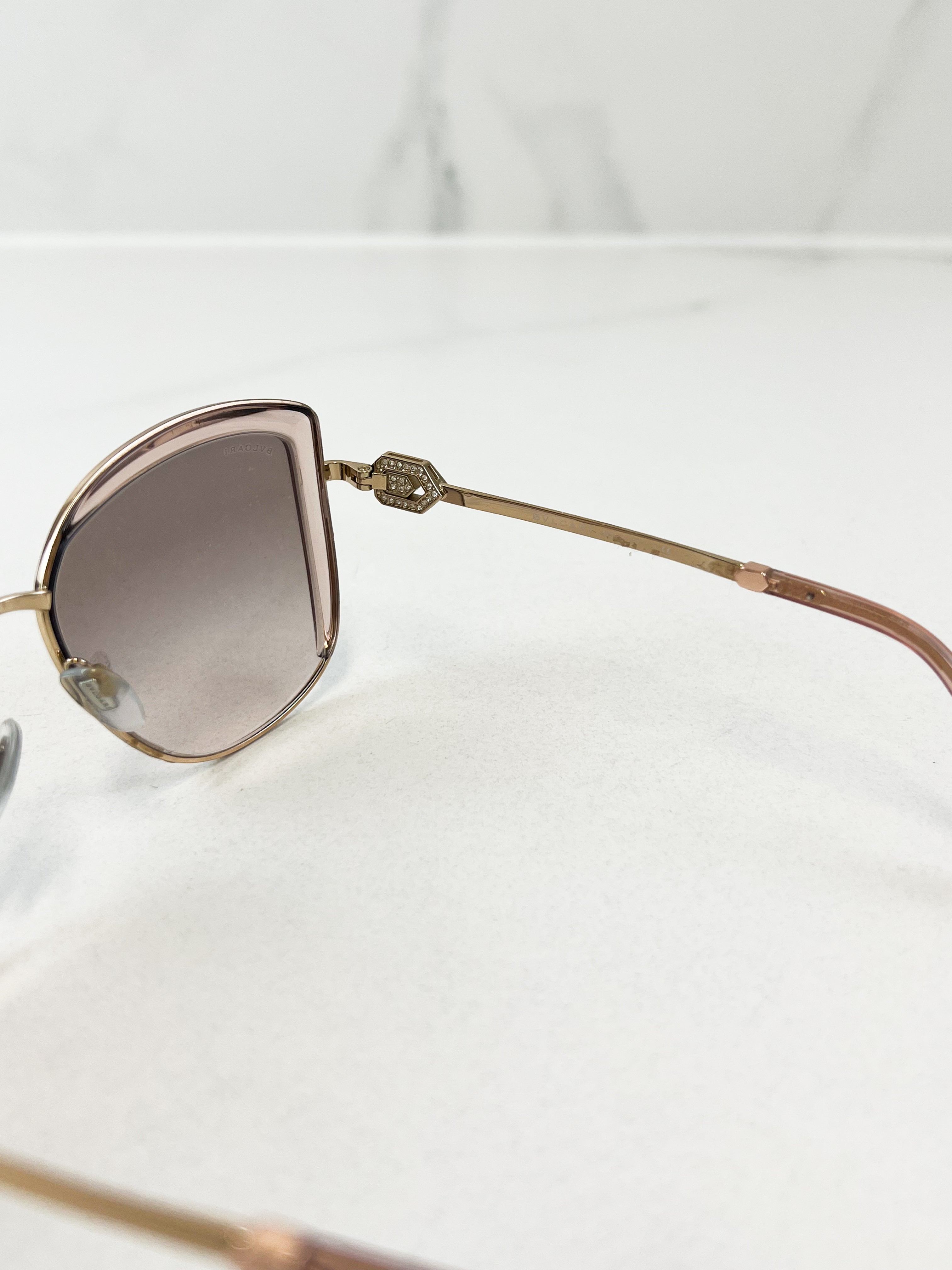 Bvlgari Cateye Gold Embellished Sunglasses
