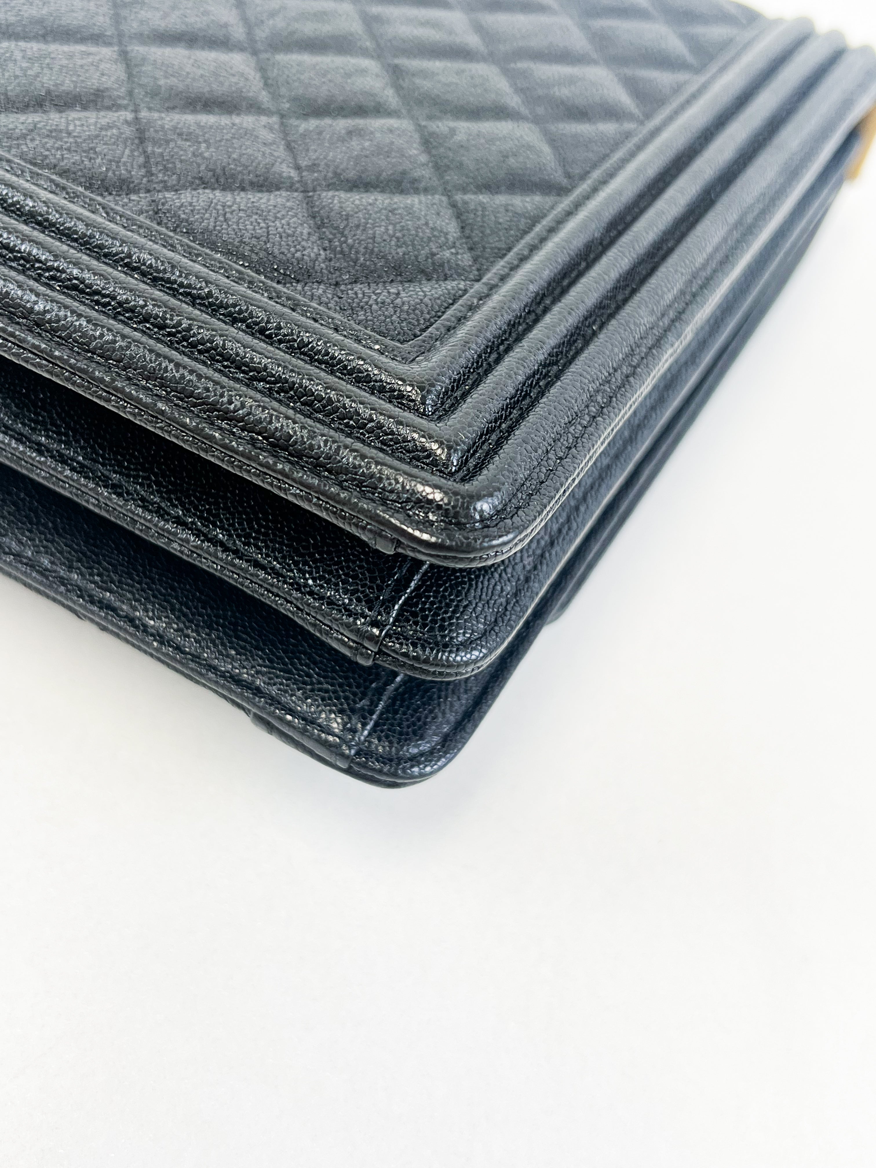 Chanel Caviar North South Black Boy Flap with Gold Hardware