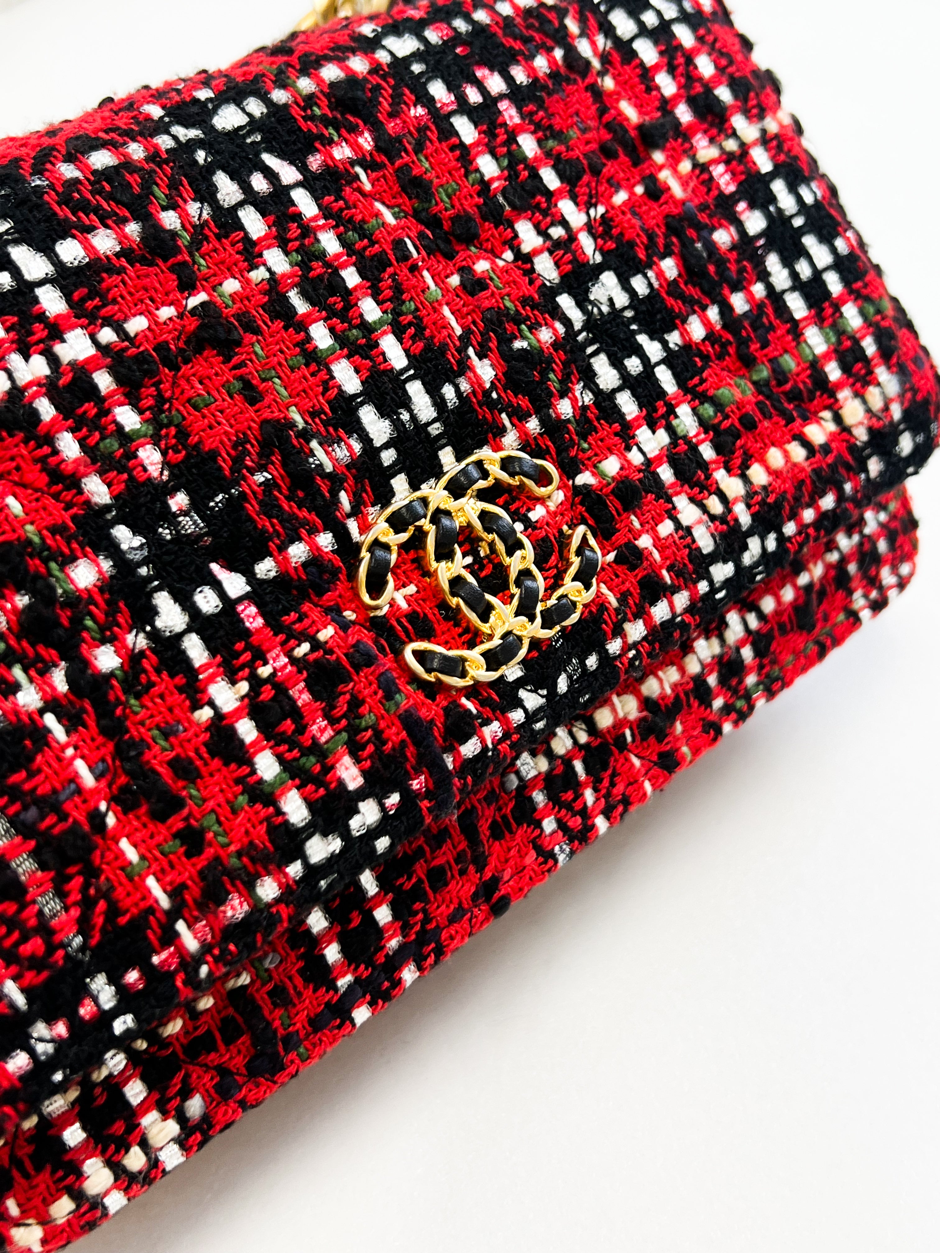 Chanel 19 Wool Tweed & Gold Tone Metal Wallet on Chain