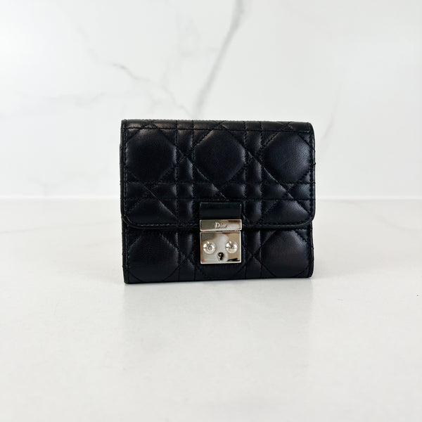 Christian Dior Quilted Leather Cannage Compact Wallet