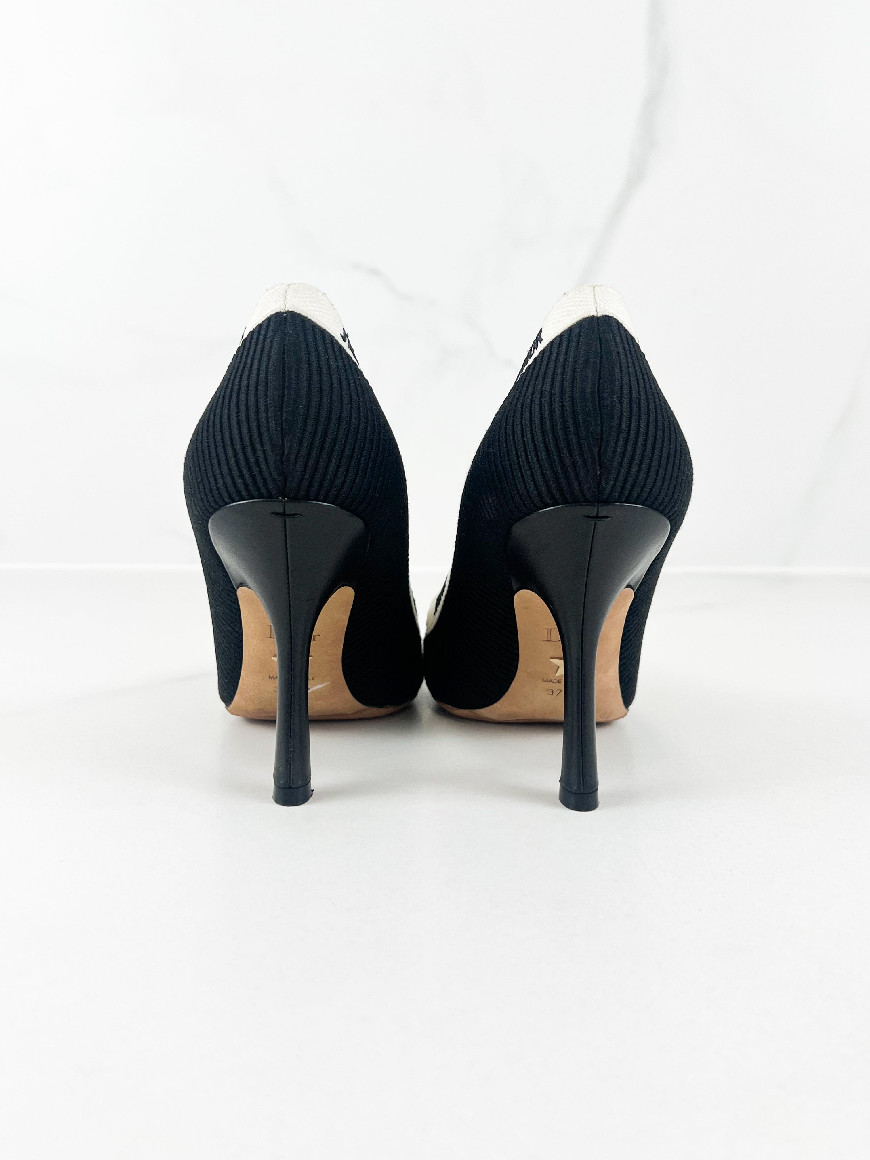 Christian Dior J'adior Black White Ribbon Heels Size 37