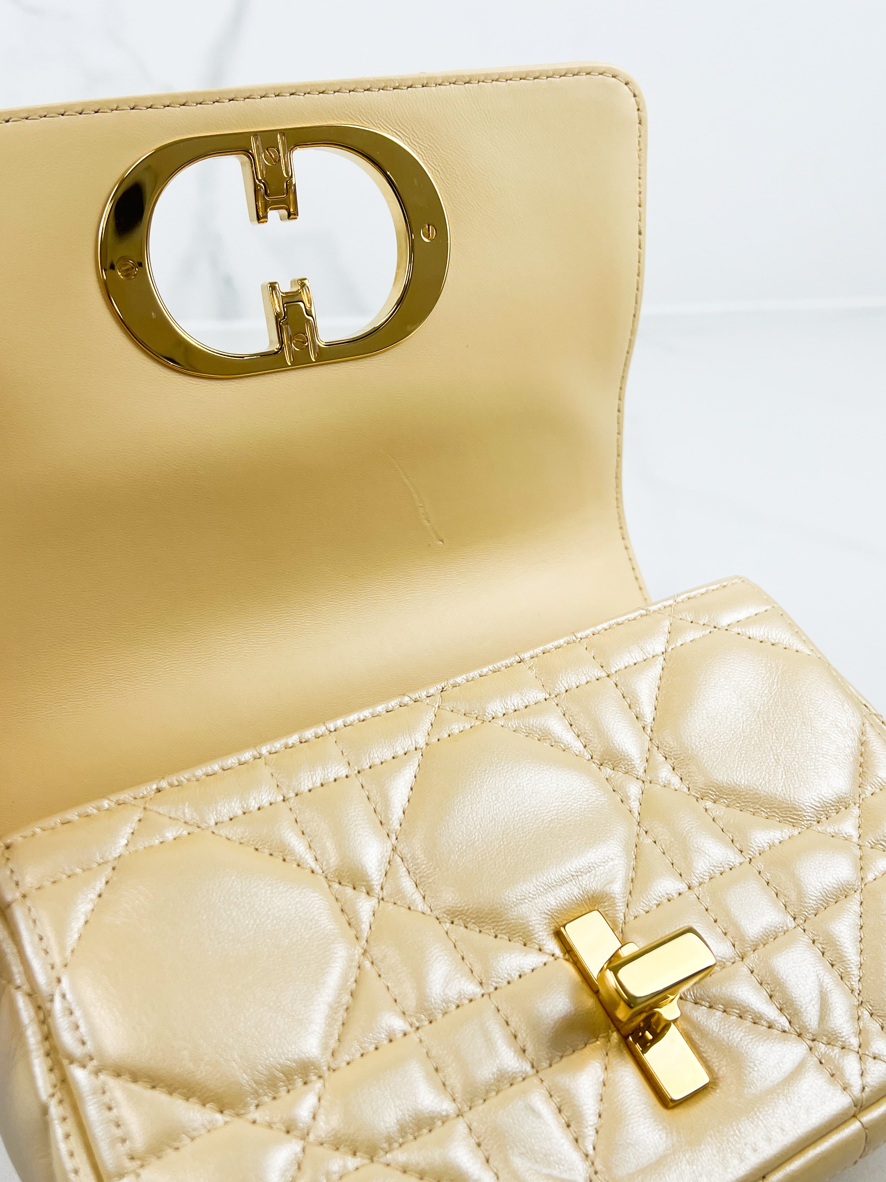Christian Dior Medium Caro Bag in Butter with GHW