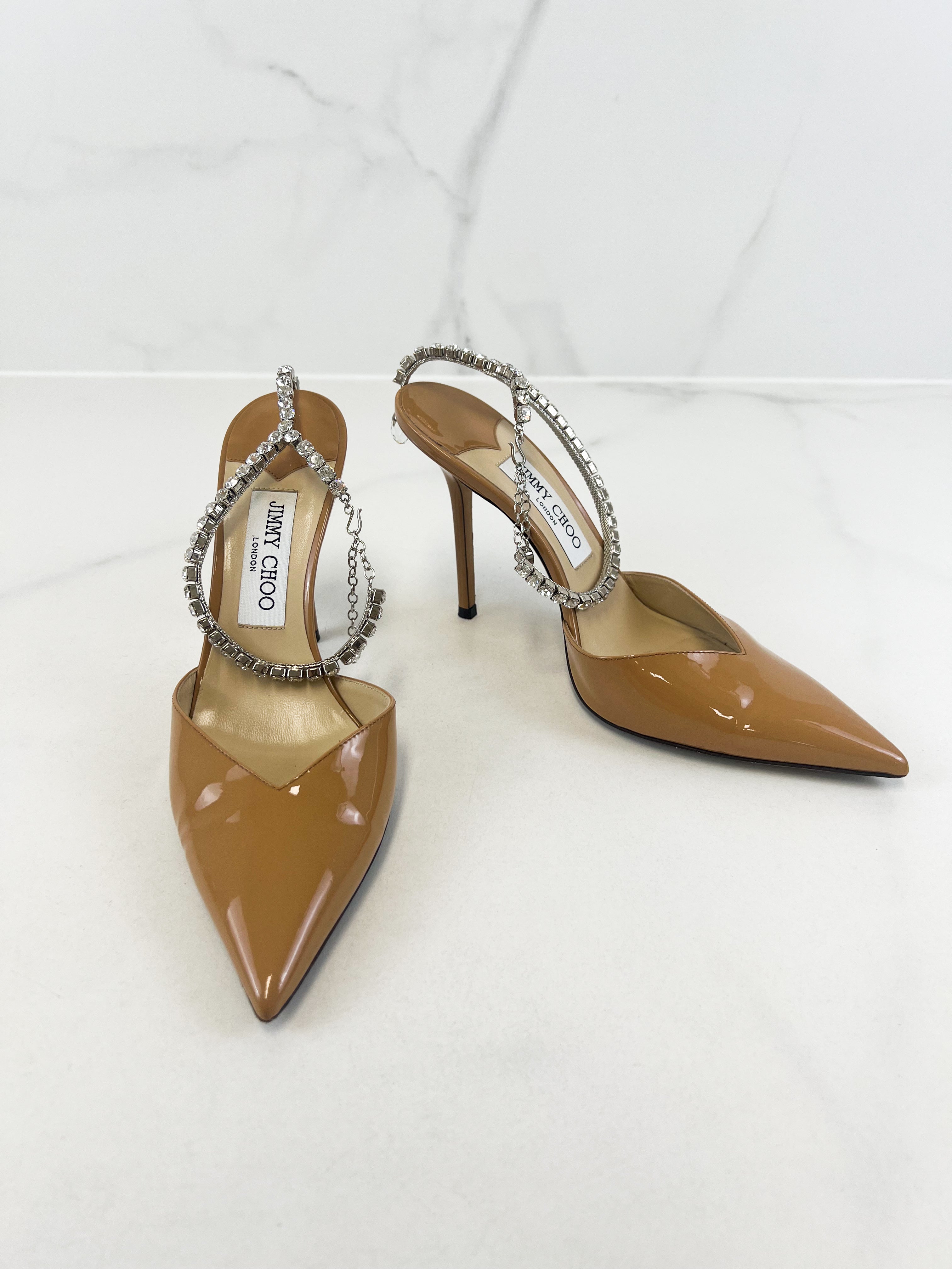 Jimmy Choo Nude Patent Saeda 100mm Size 38