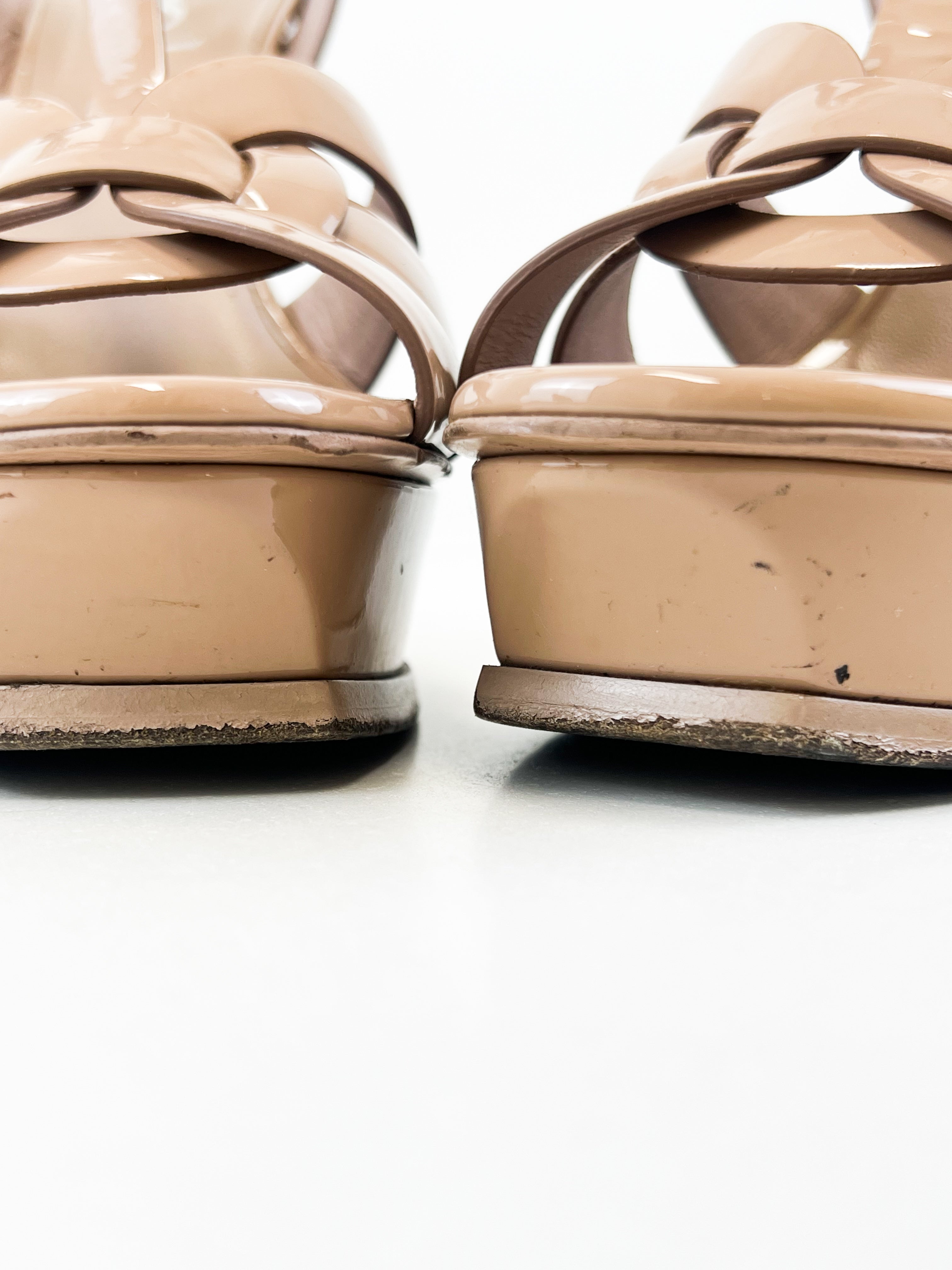 Saint Laurent Beige Patent Tributes 105 Size 39