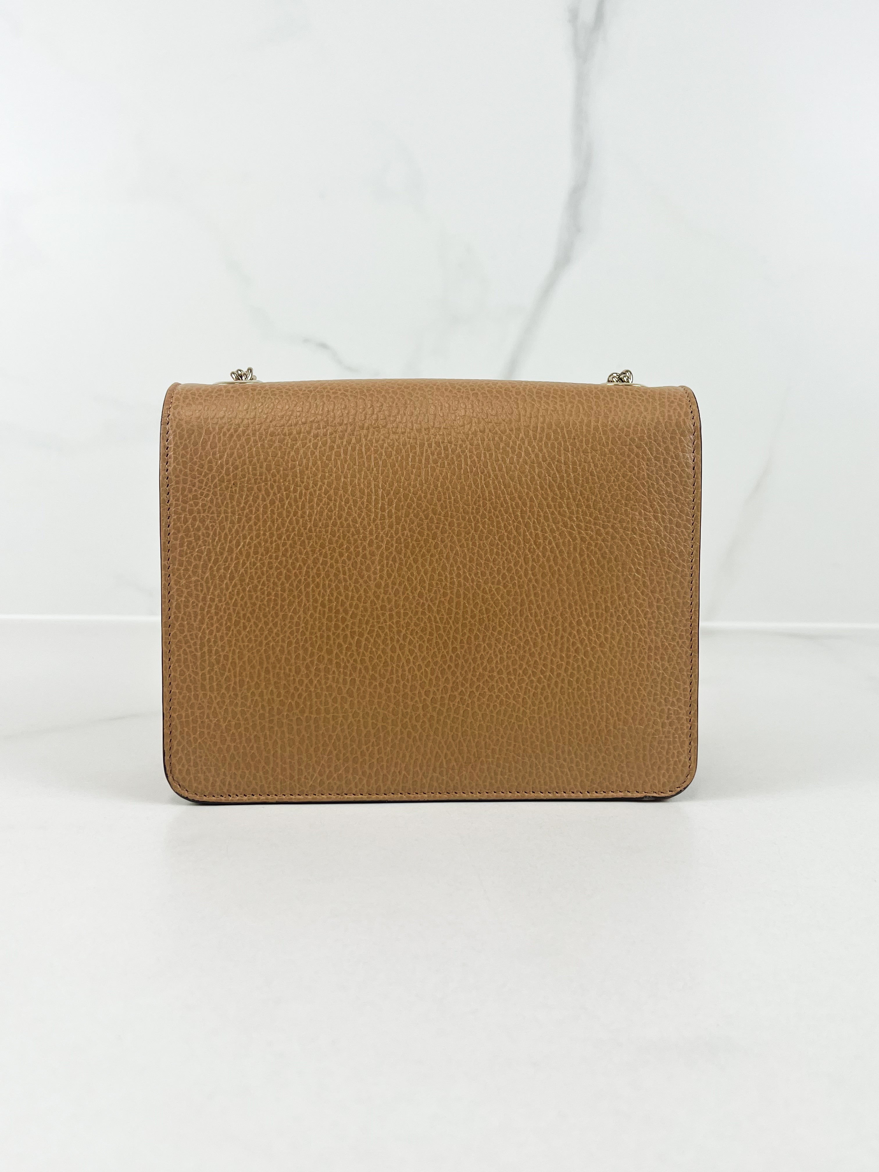 Gucci GG Interlocking Small Leather Shoulder Bag in Beige