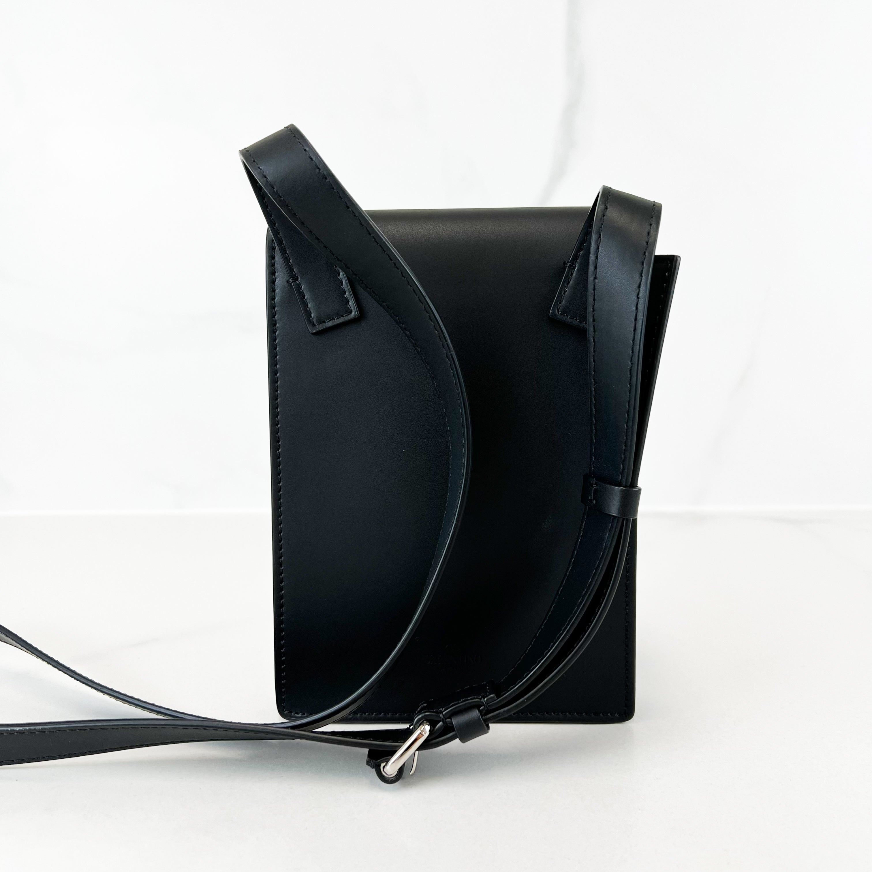 Valentino Garavani Black Flowercity Leather Crossbody