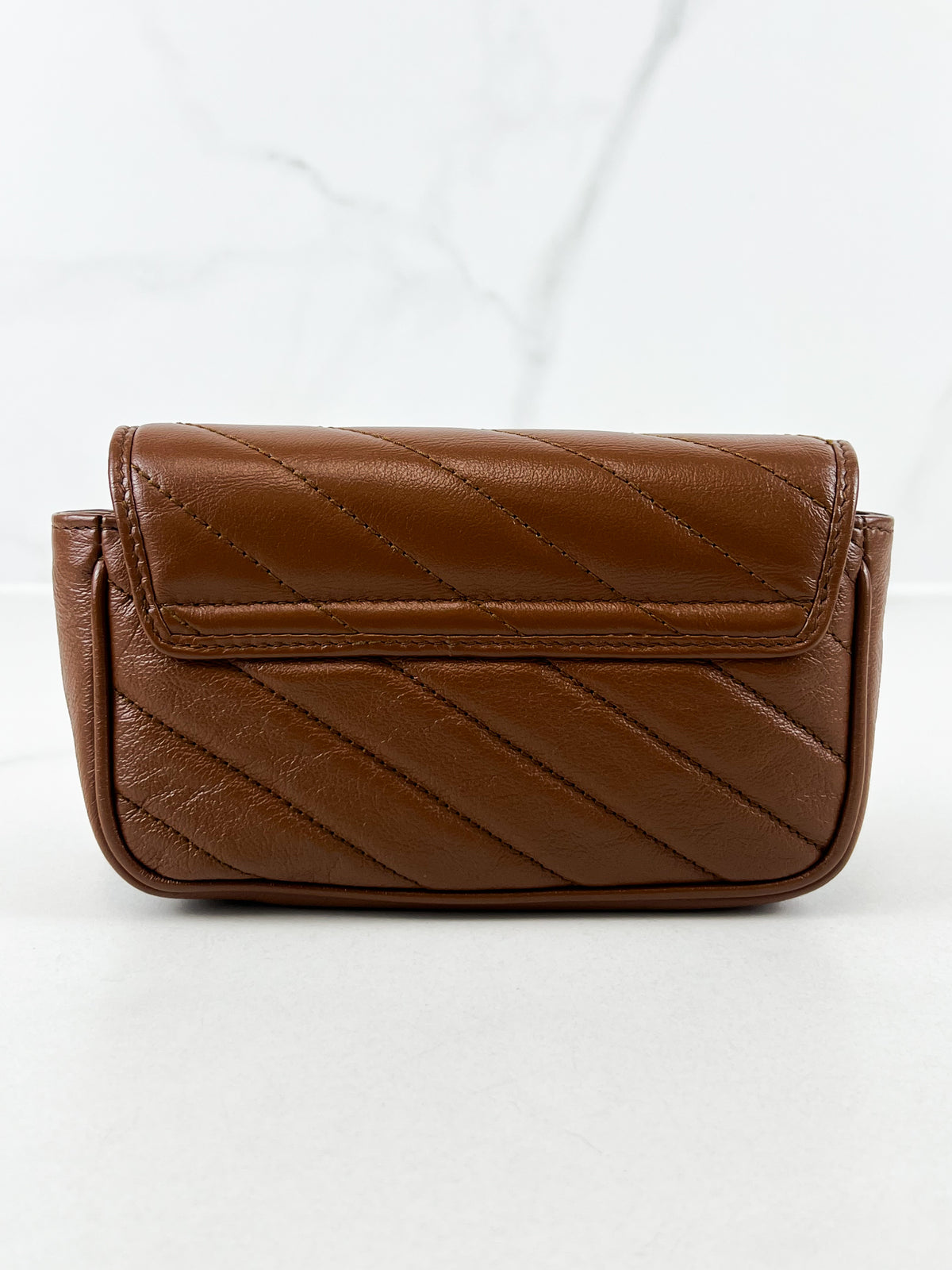 Gucci Brown Leather GG Marmont Matelasse Super Mini Bag