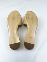 Chanel Beige Quilted Leather Slides Size 41