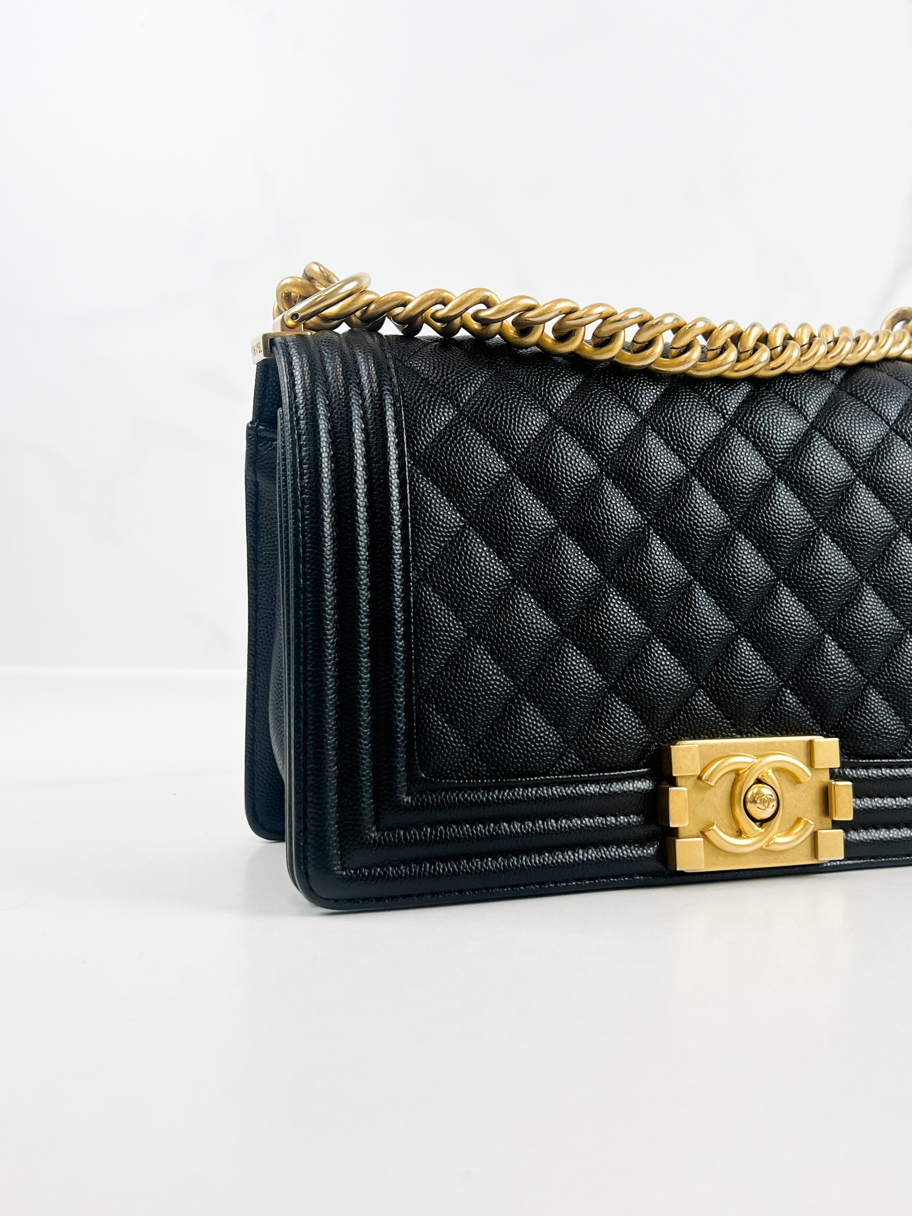 Chanel Black Old Medium Caviar Boy Bag GHW