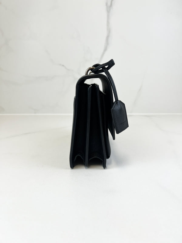 Saint Laurent Black Sunset Grained Shoulder Bag