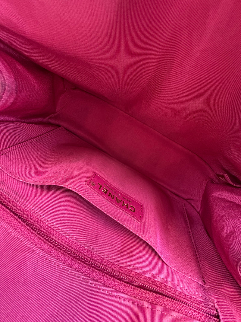 Chanel Matelasse Pink Fabric Chain Shoulder Bag Light GHW
