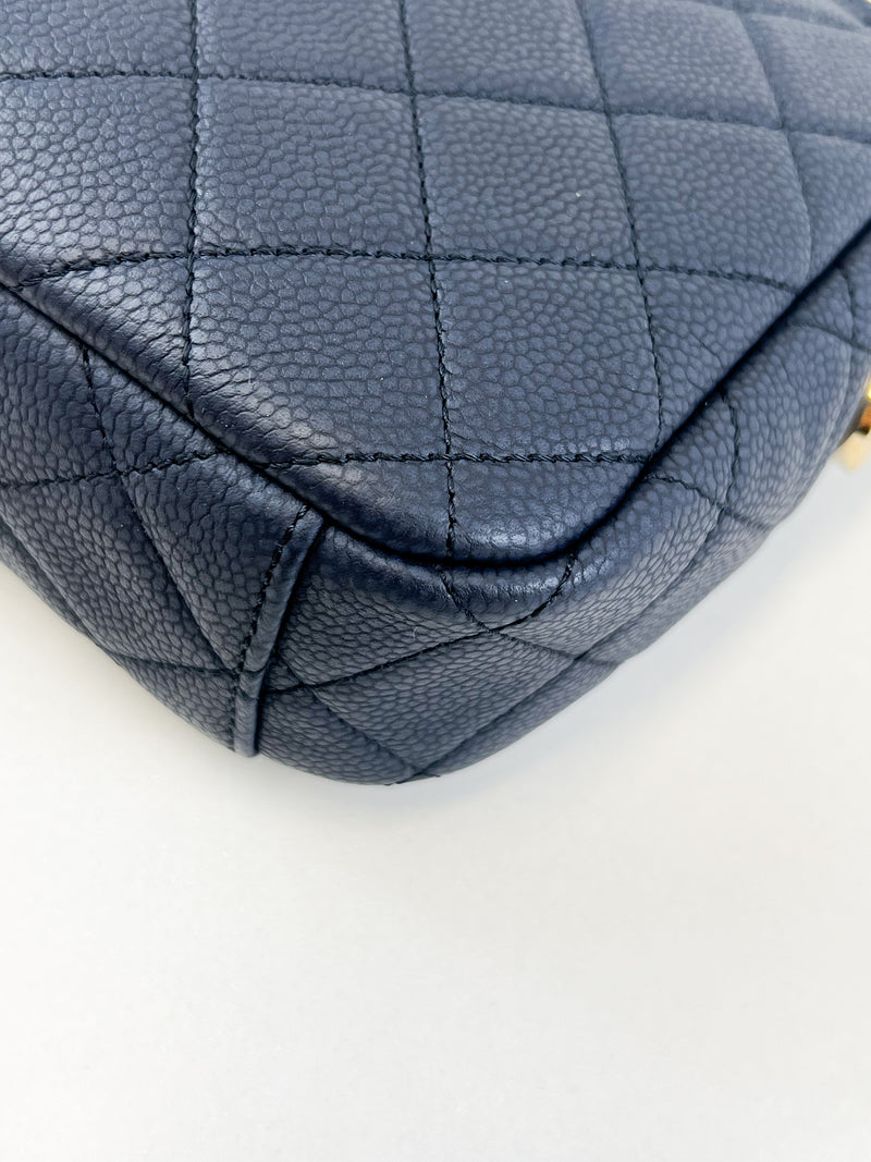 Chanel Camera Leather Navy Crossbody Bag
