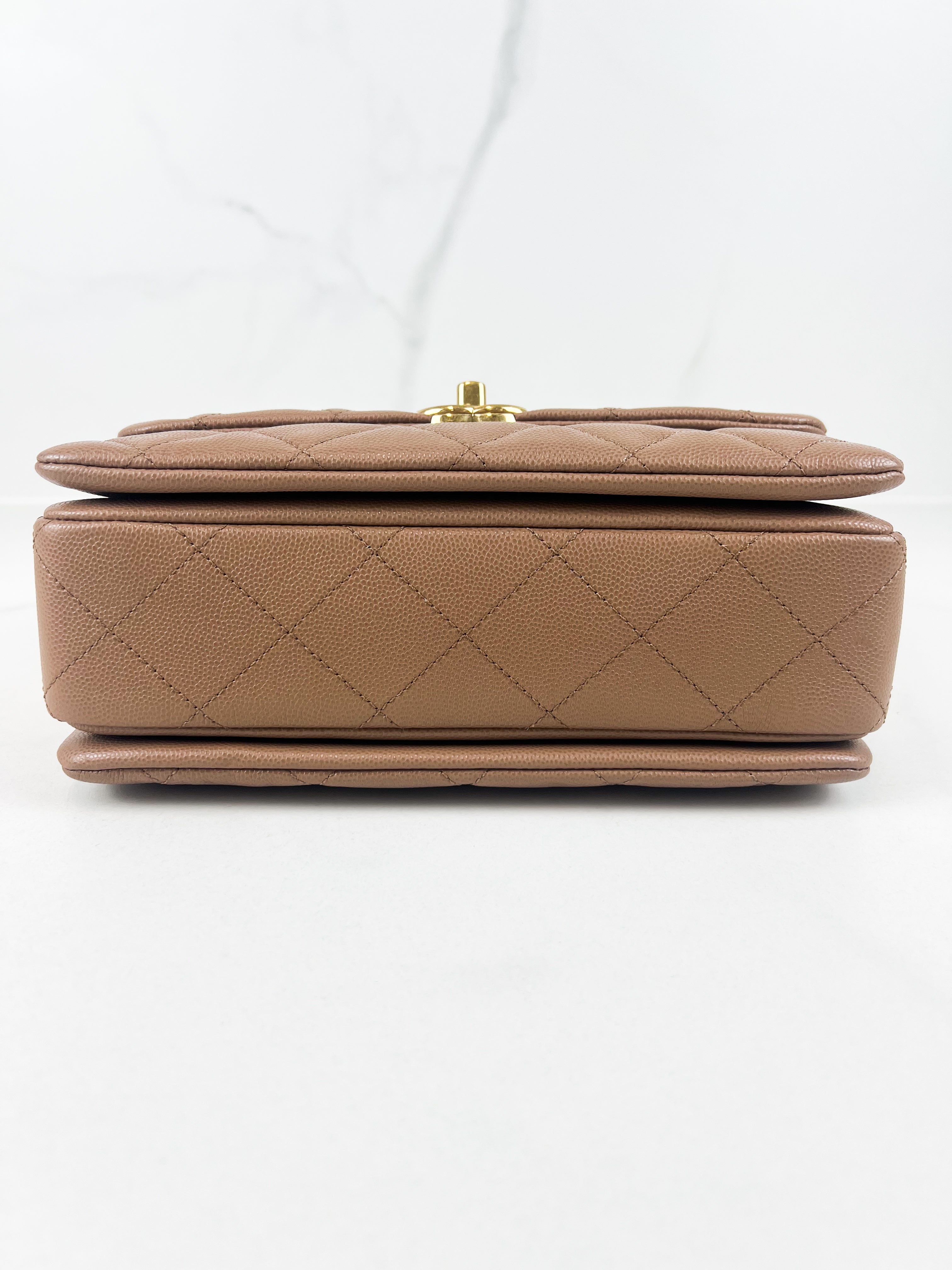 Chanel Coco First Flap in Dark Beige Caviar Leather with GHW