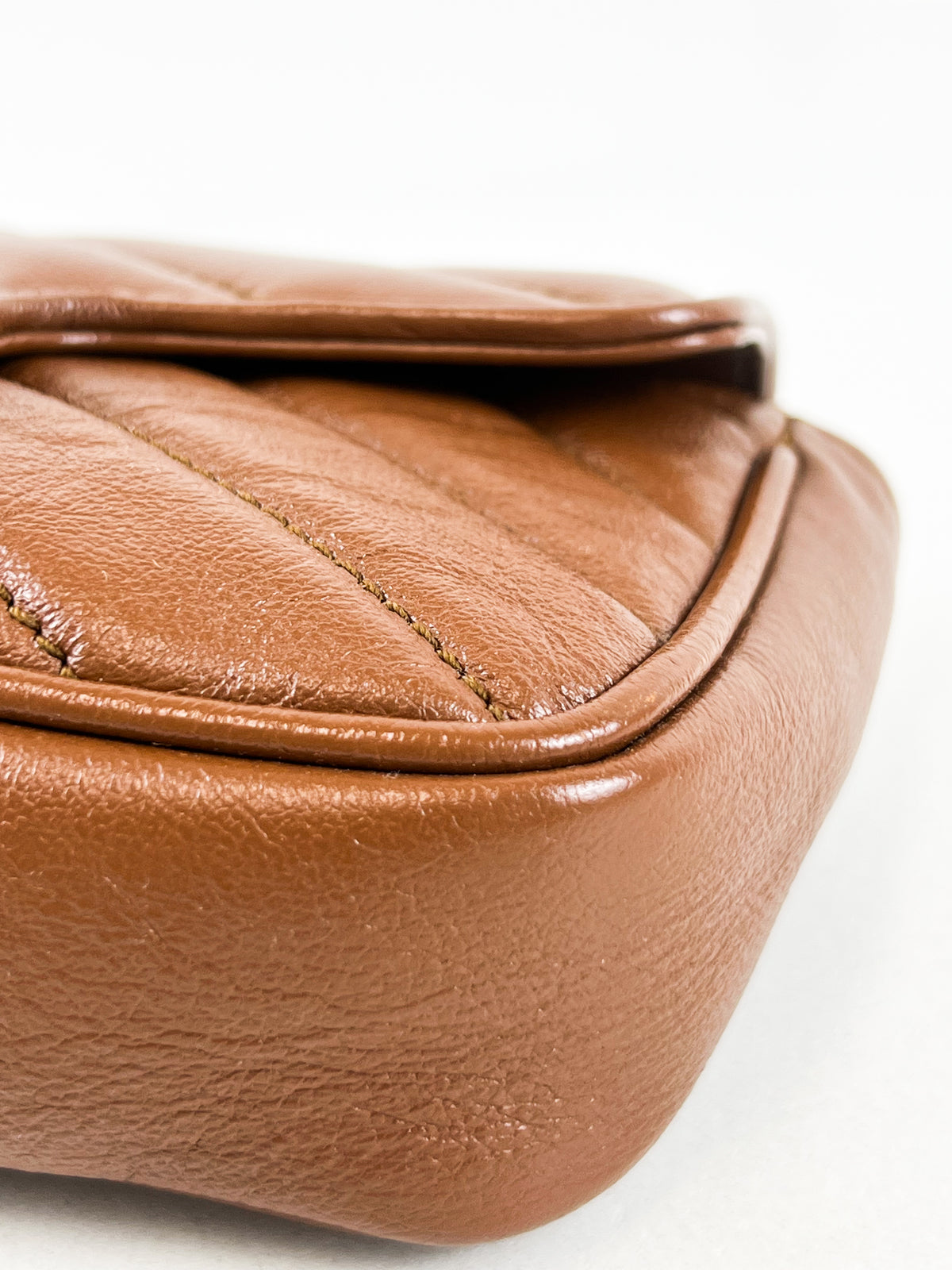 Gucci Brown Leather GG Marmont Matelasse Super Mini Bag