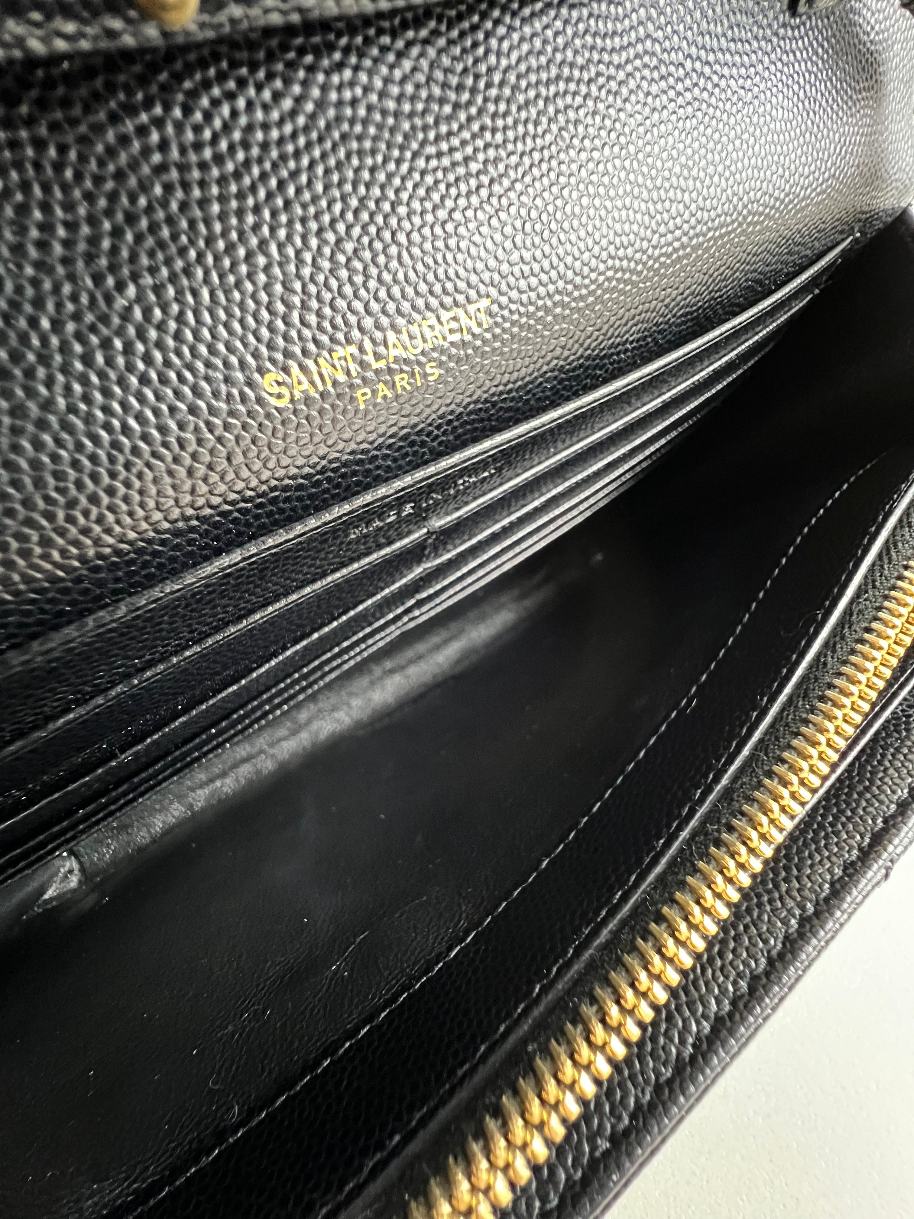 Saint Laurent Black Cassandre Envelope WOC with GHW