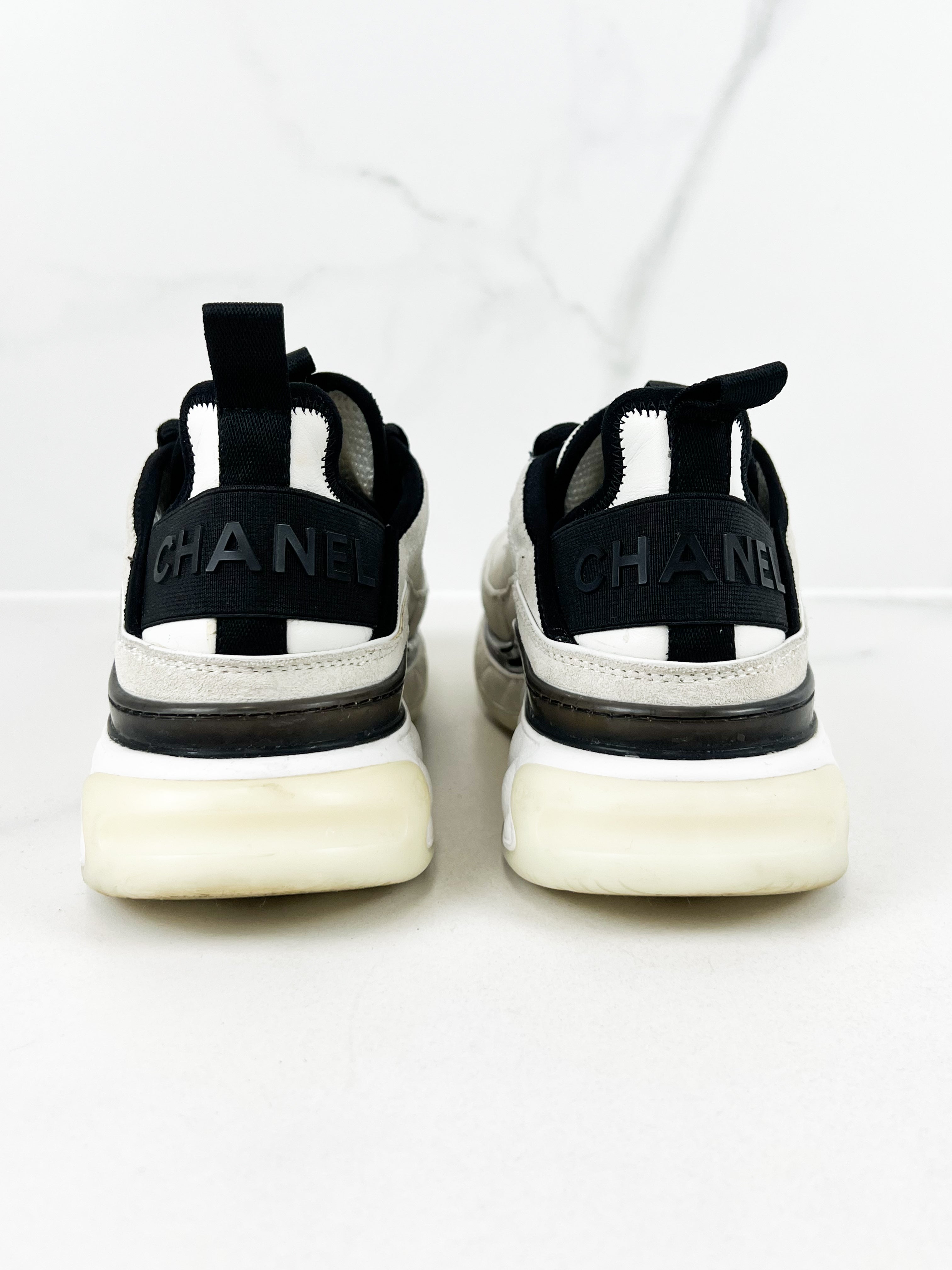 Chanel CC White & Black Sneaker Size 36.5