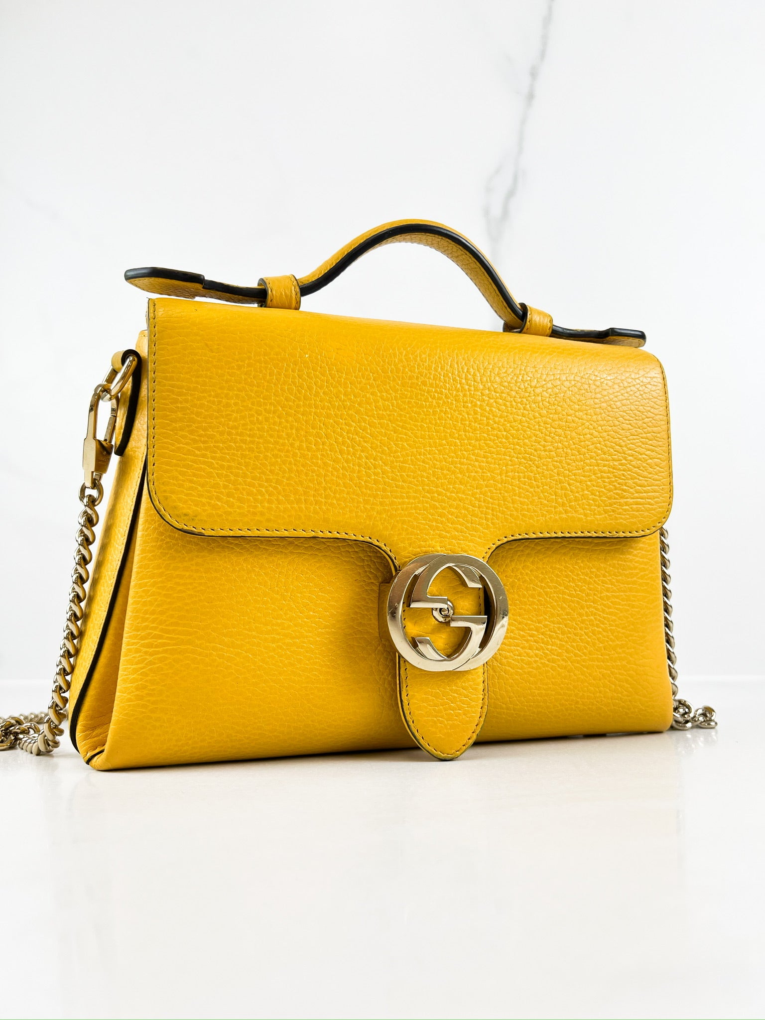 Gucci GG Yellow Top Handle with SHW - add interior pic on work phone