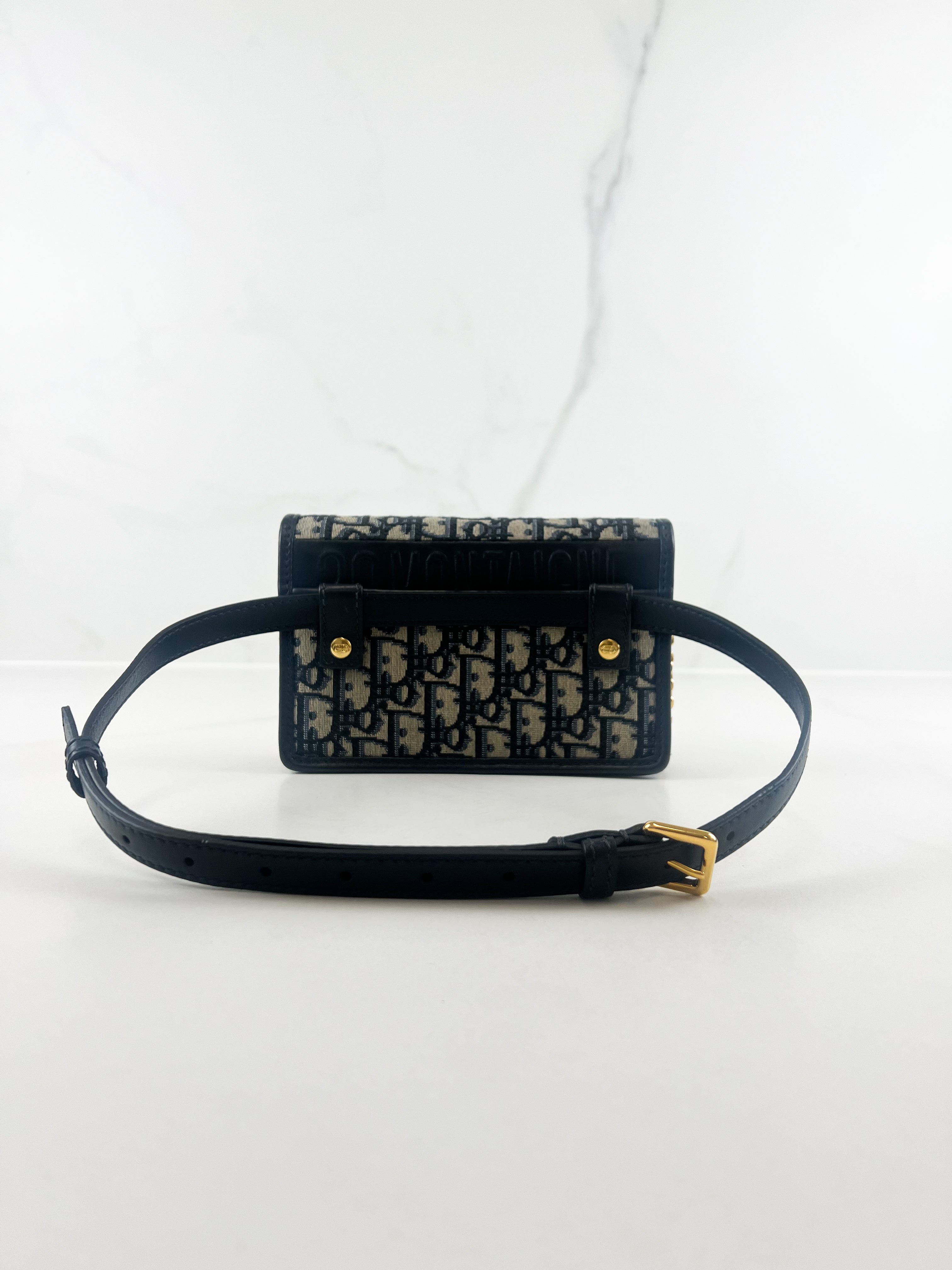 Christian Dior 2-in-1 30 Montaigne Pouch Blue Dior Oblique Jacquard