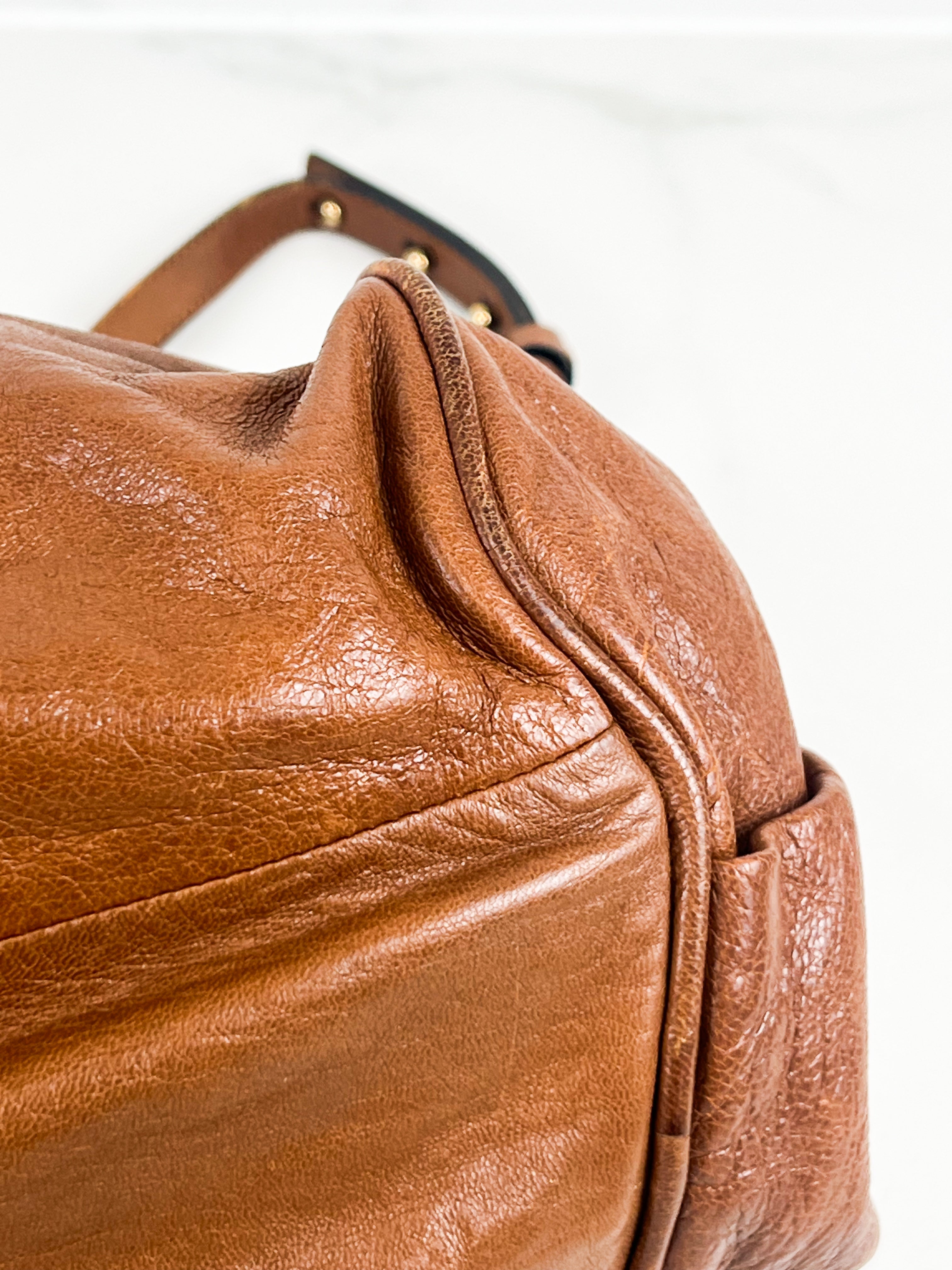 Chloe Vintage Brown Leather Ethel Satchel Bag